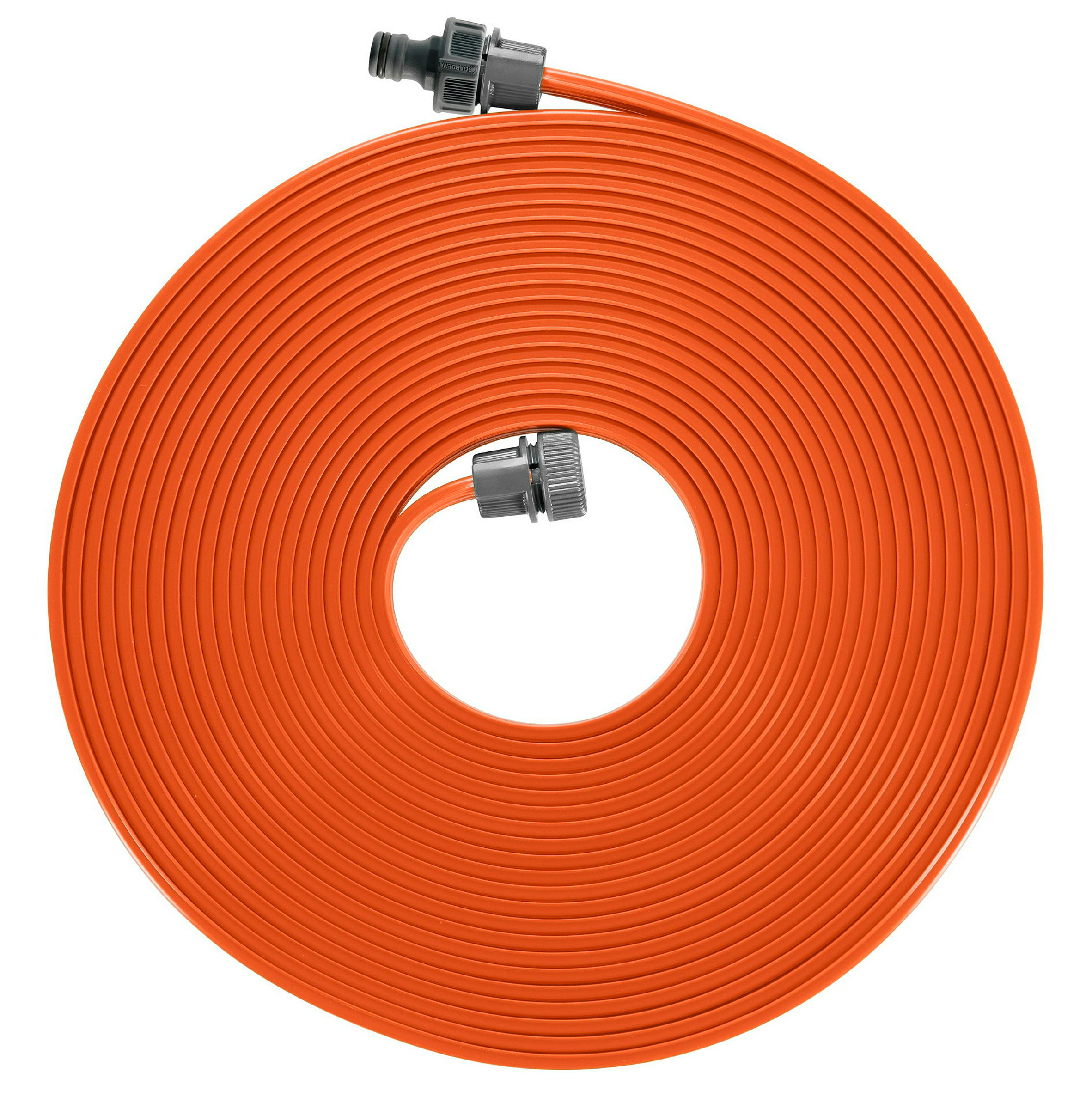 Schlauch-Regner, orange, komplett mit Armaturen, Länge 15 m