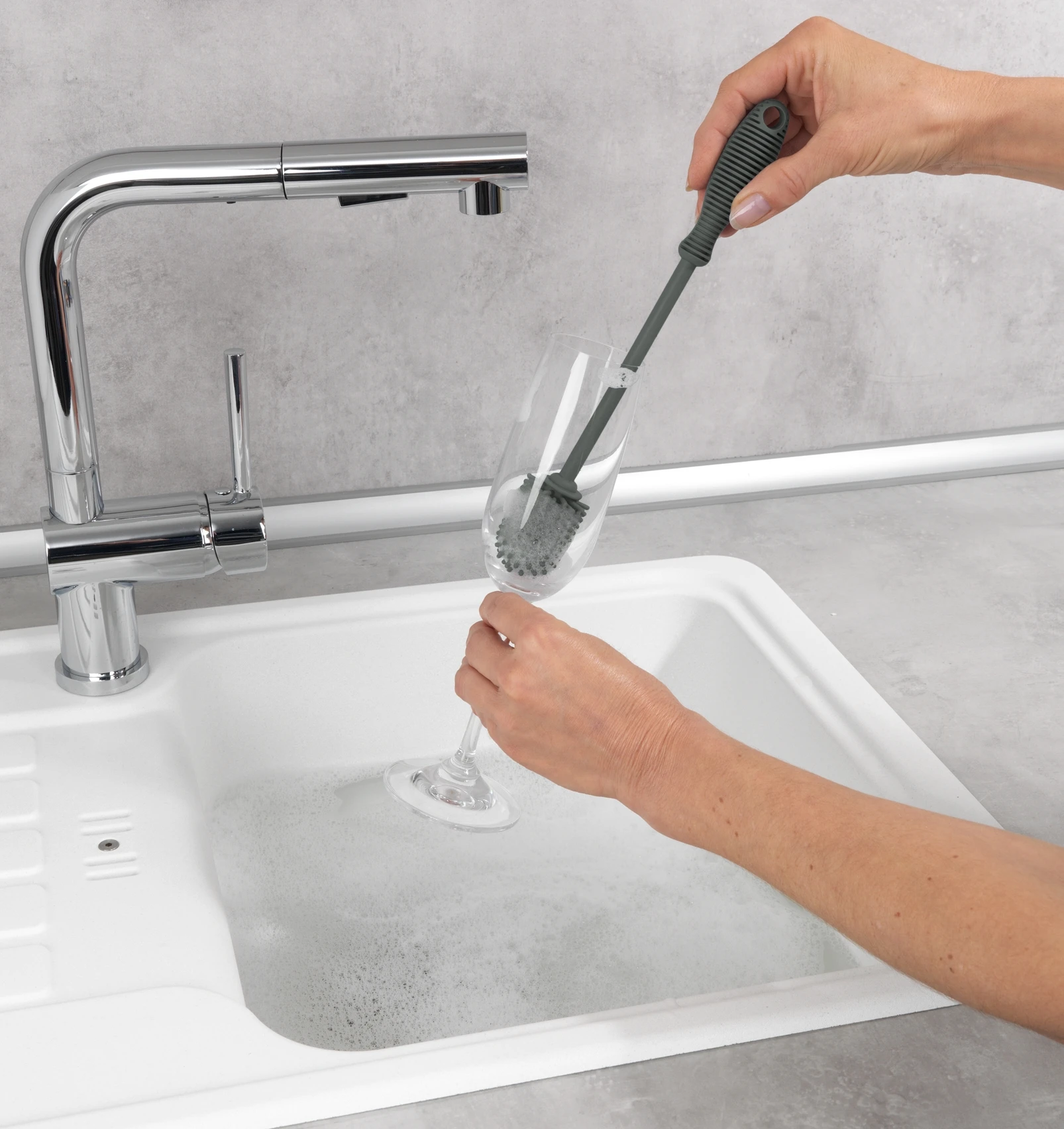 Silikon Spülbürste 25 cm Grau Sia