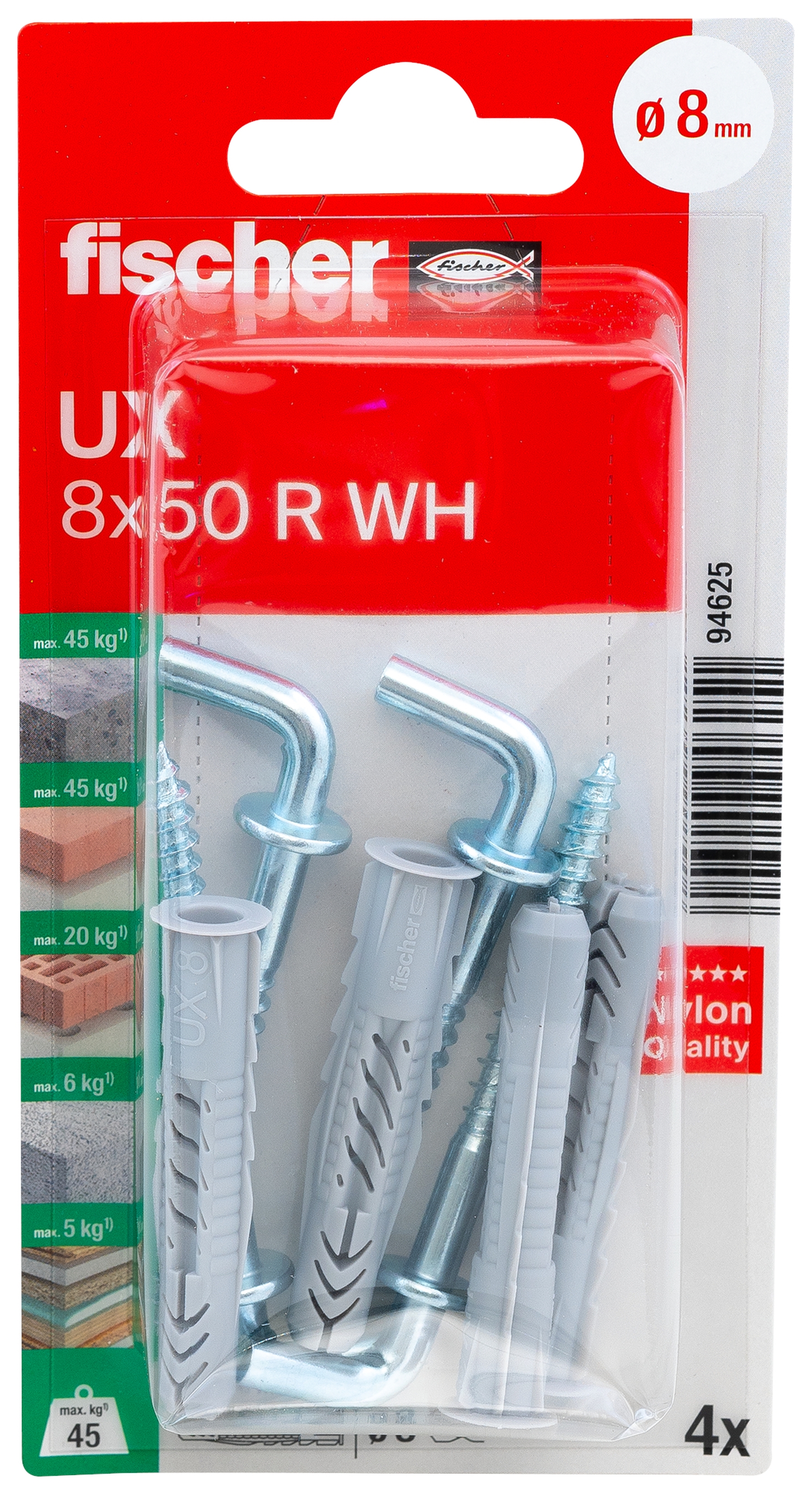 fischer Universaldübel UX 8 x 50 WH mit Winkelhaken