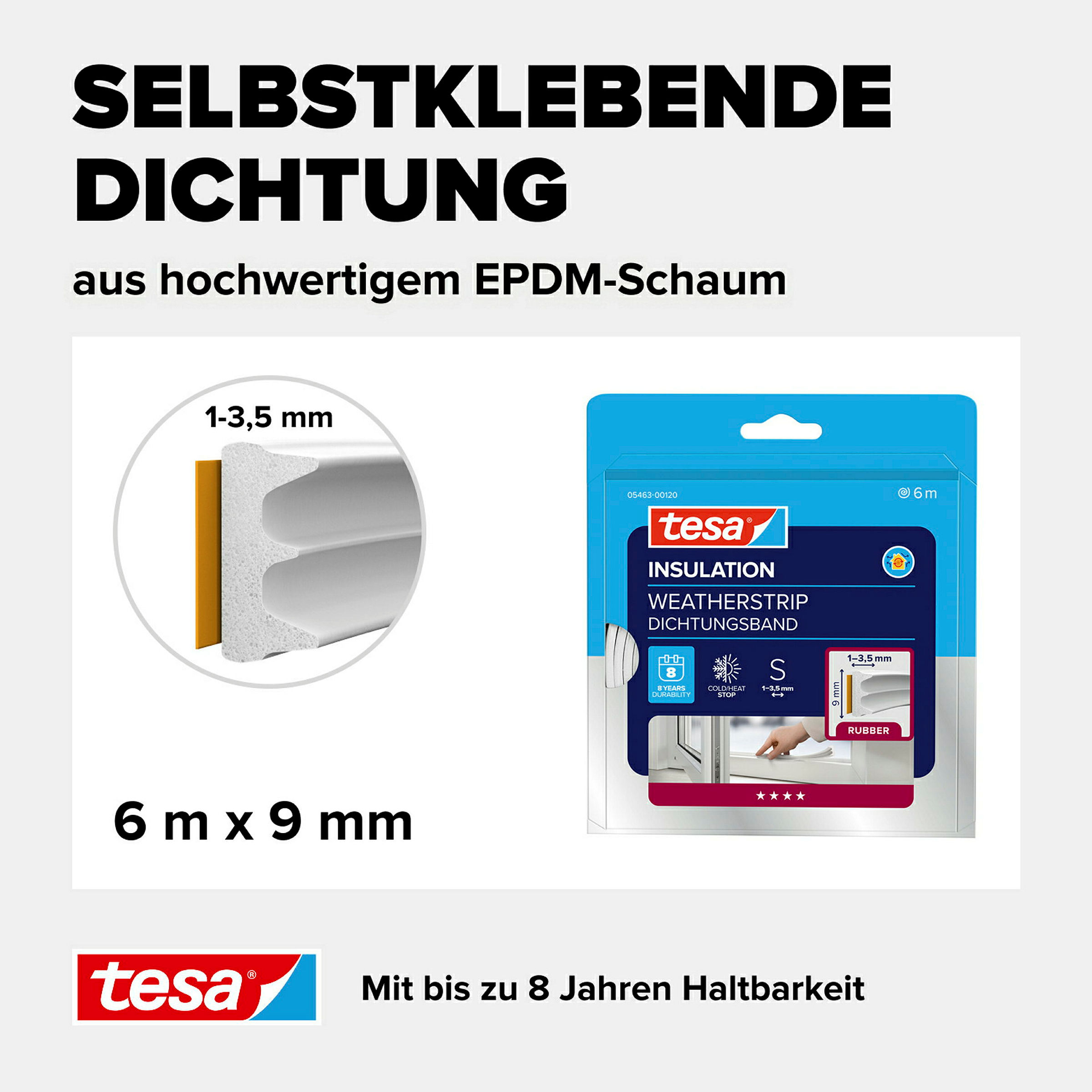 tesamoll® E-Profil weiß, für Spaltenm von 1-3,5mm