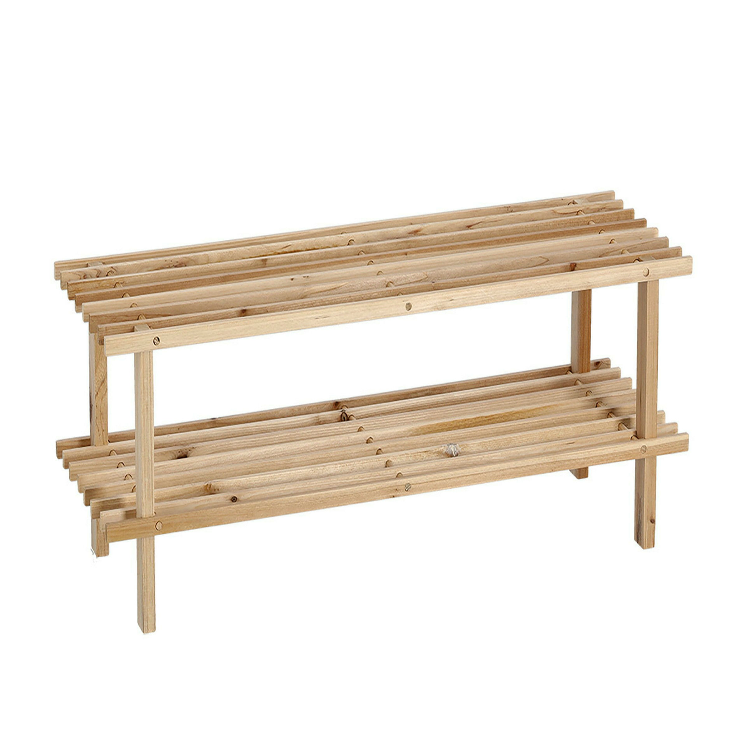 Schuhbank Kiefer, 2 Ablagen 80x26x30 cm