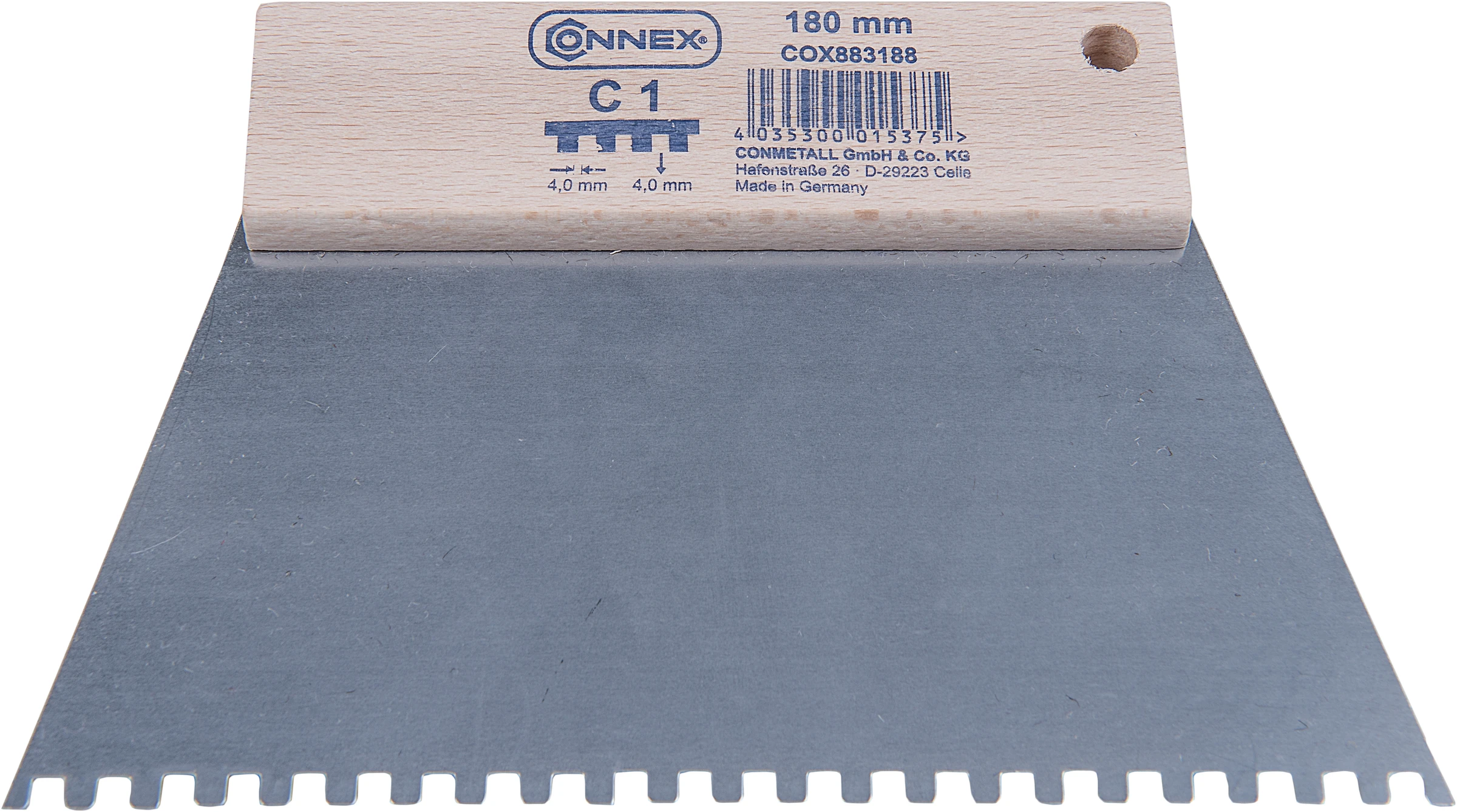 Zahnspachtel 180mm Z. C1 4,0x4,00mm