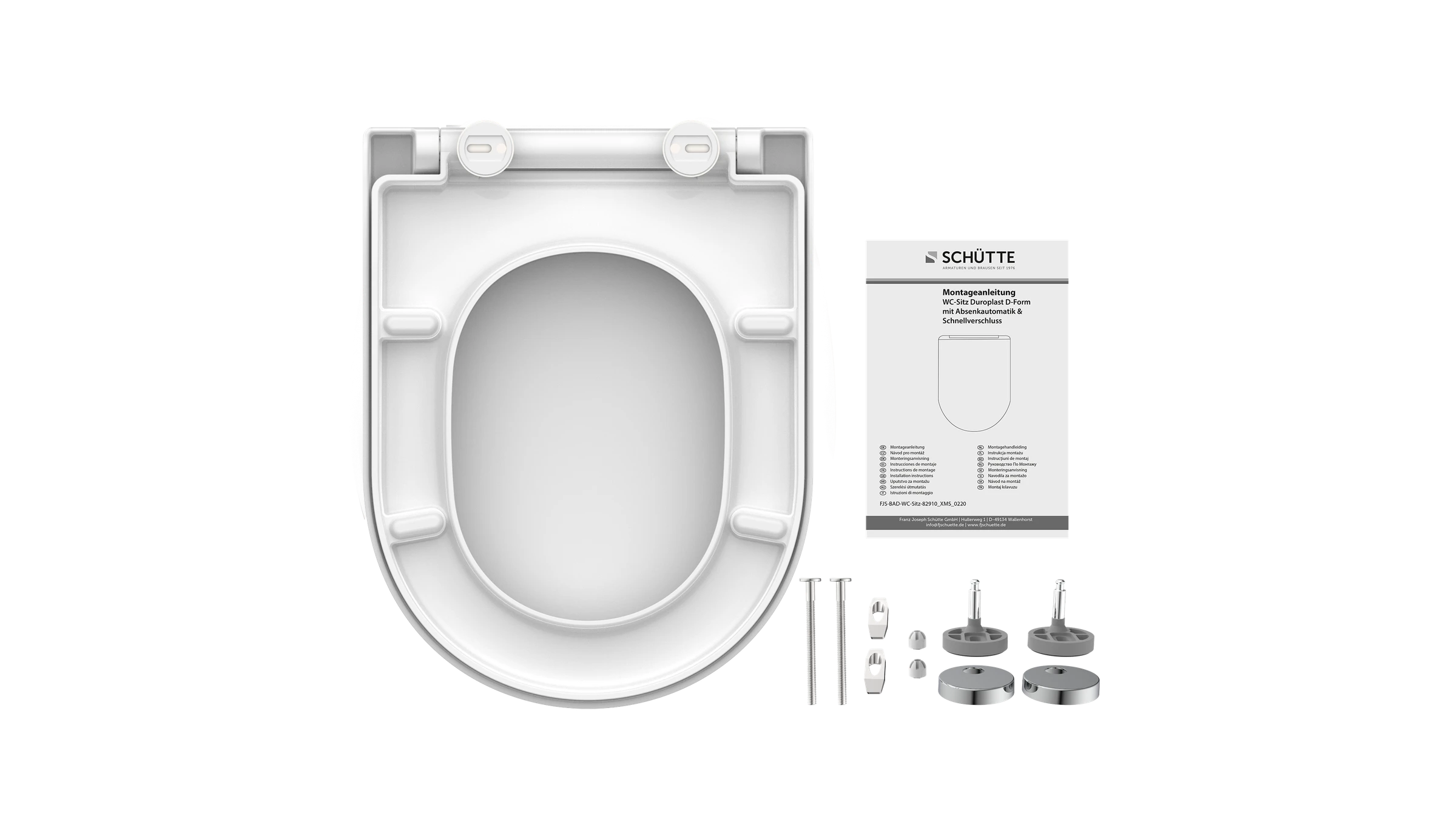 Duroplast WC-Sitz D-Form WHITE, mit Absenkautomatik und Schnellverschluss