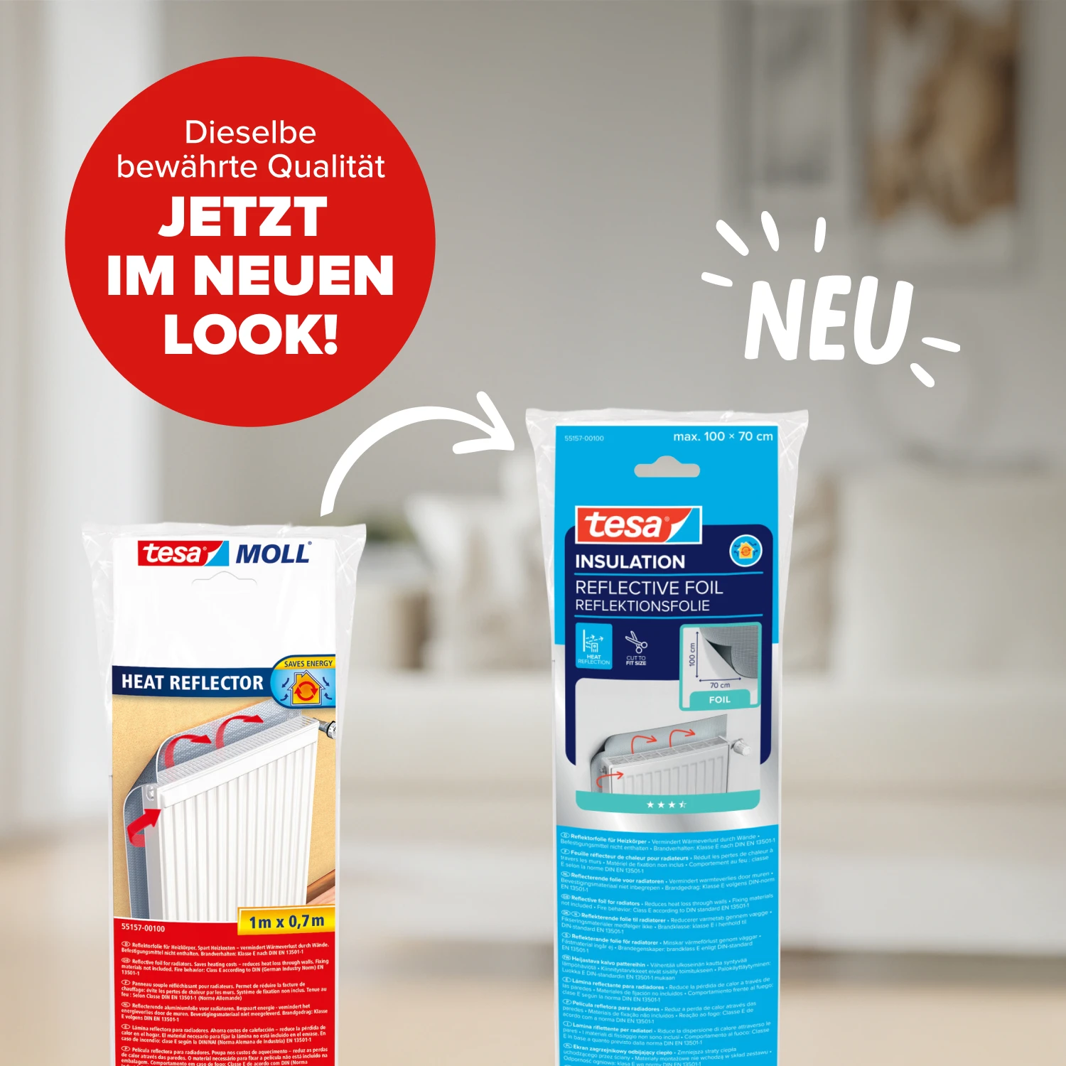 tesamoll® Reflektorfolie für Heizkörper, silber, 1,0m x 0,7m