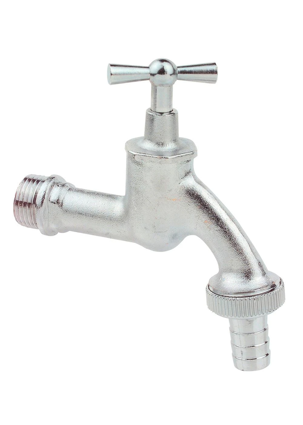 MS Auslaufventil Knebelgriff, Chrom matt, 3/4''AG x 1''AG x 3/4''T