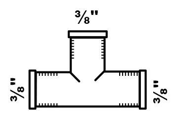 MS T-Stück, blank, 3/8''IG