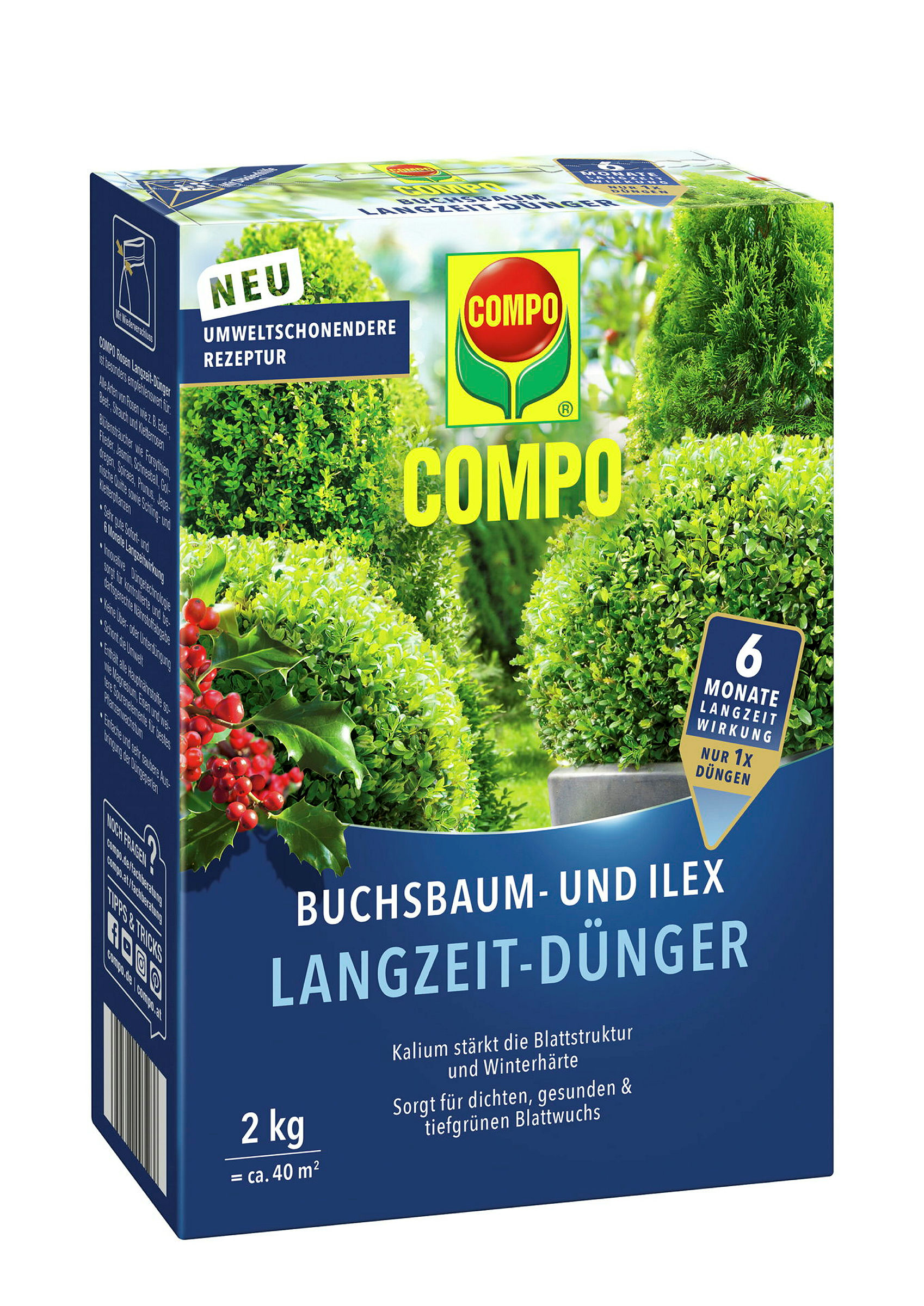 COMPO Buchsbaum- und IlexLangzeit-Dünger, 2 kg