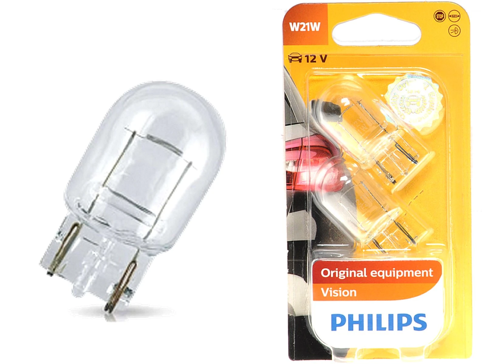 PHILIPS Glassockelbirne W21W, W3x16d, 12V