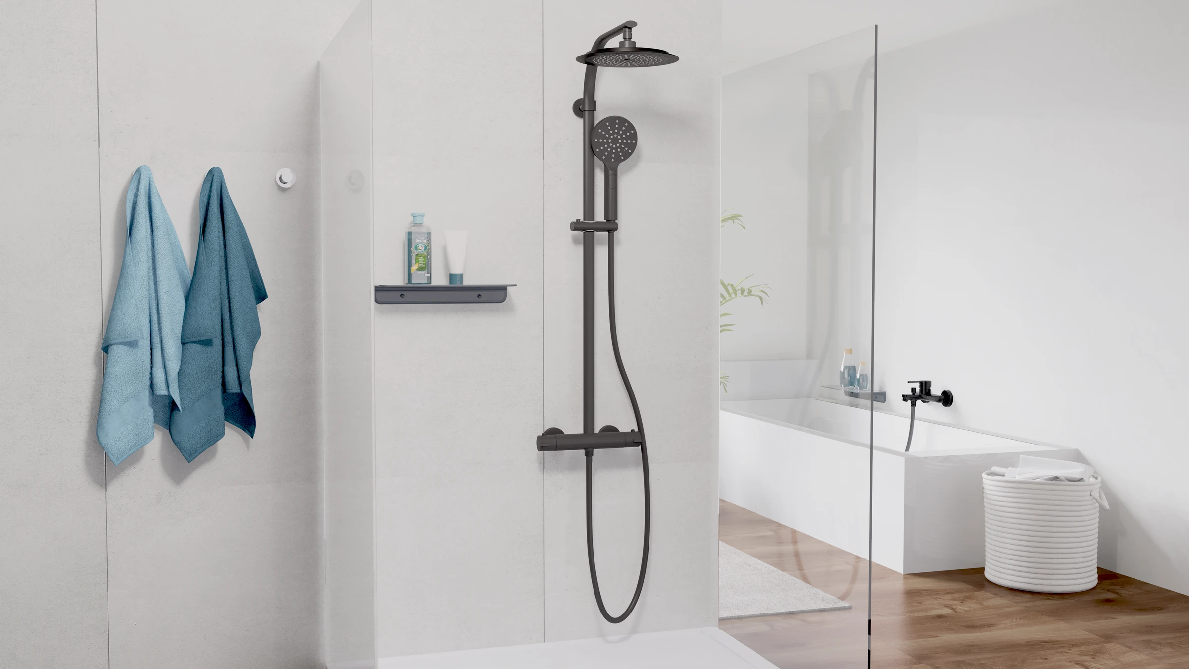 MADURA FRESH Überkopfbrause-Set, Schwarz matt