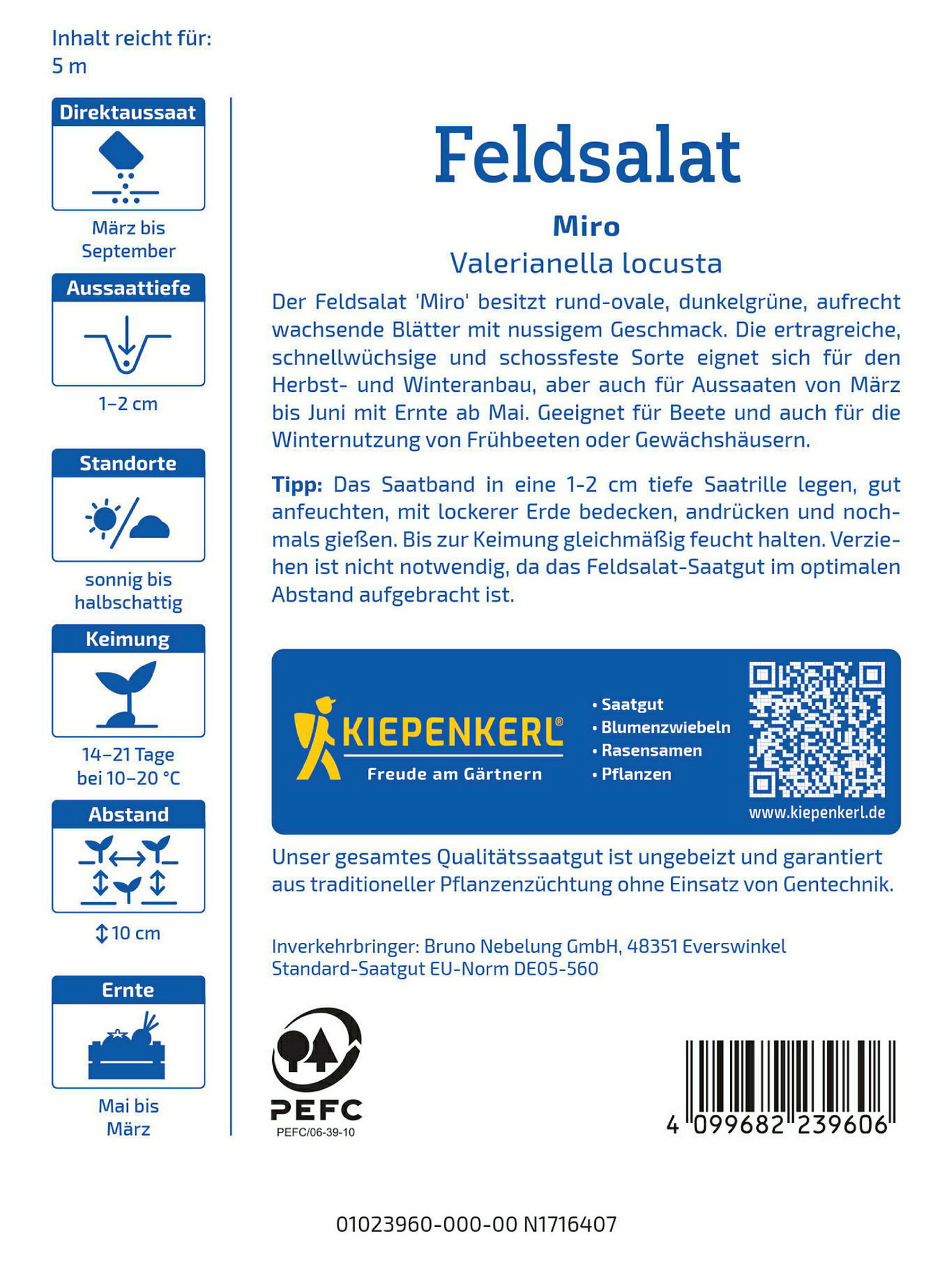 Kiepenkerl Feldsalat Miro, Saatband