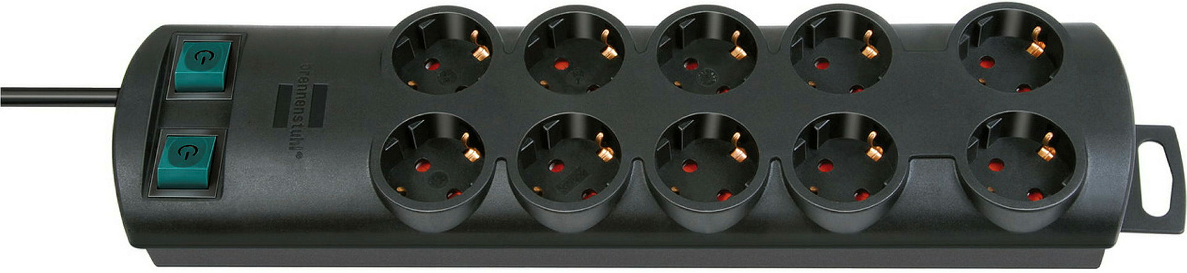 PRIMERA-LINE 10fach schwarz *DE* 2m H05VV-F3G1,5 - DUO mit 2 Schalter
