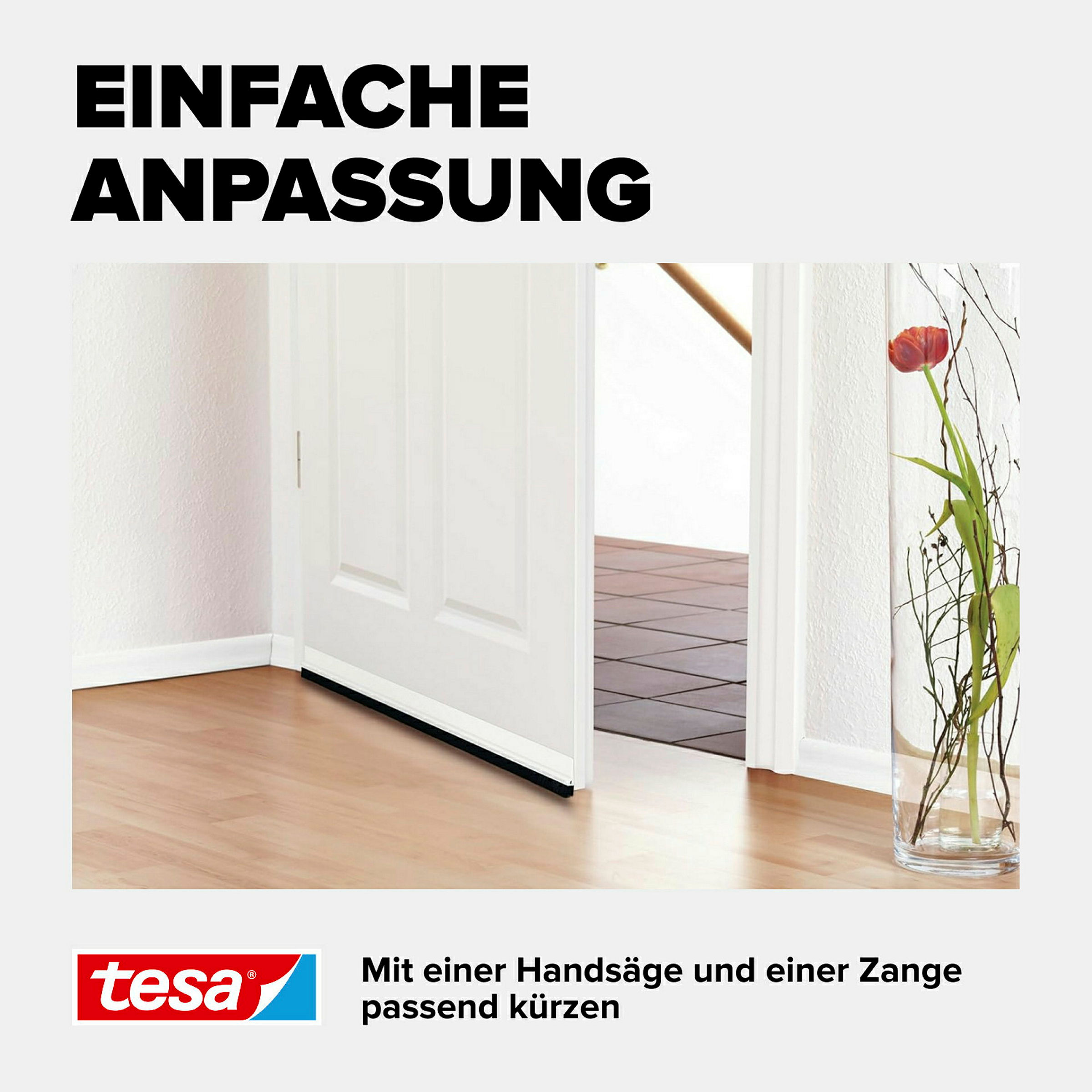 tesamoll® Standard Türdichtschiene für glatte Böden transparent