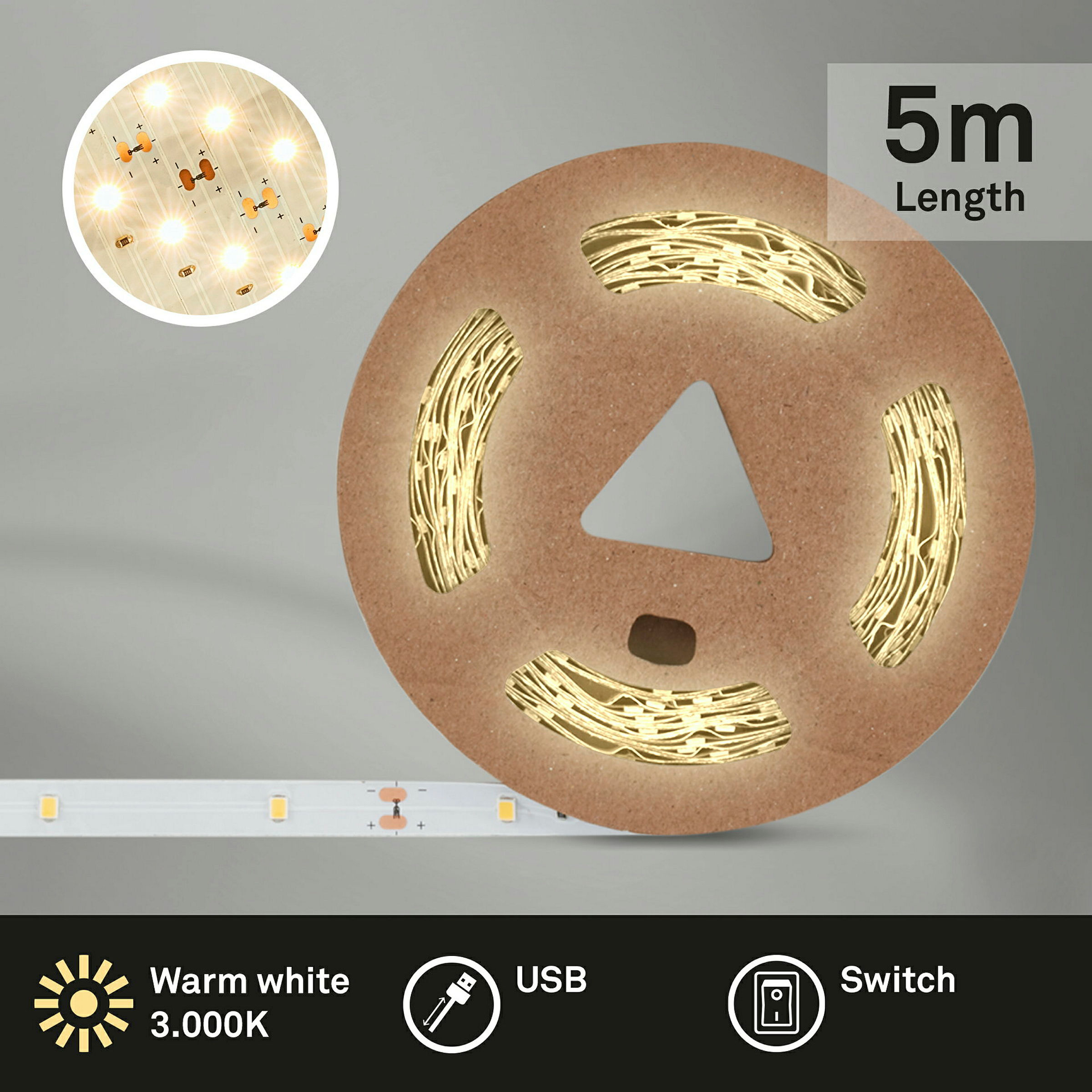 LED-Band, weiß, 150xLED, 5m, inkl. USB