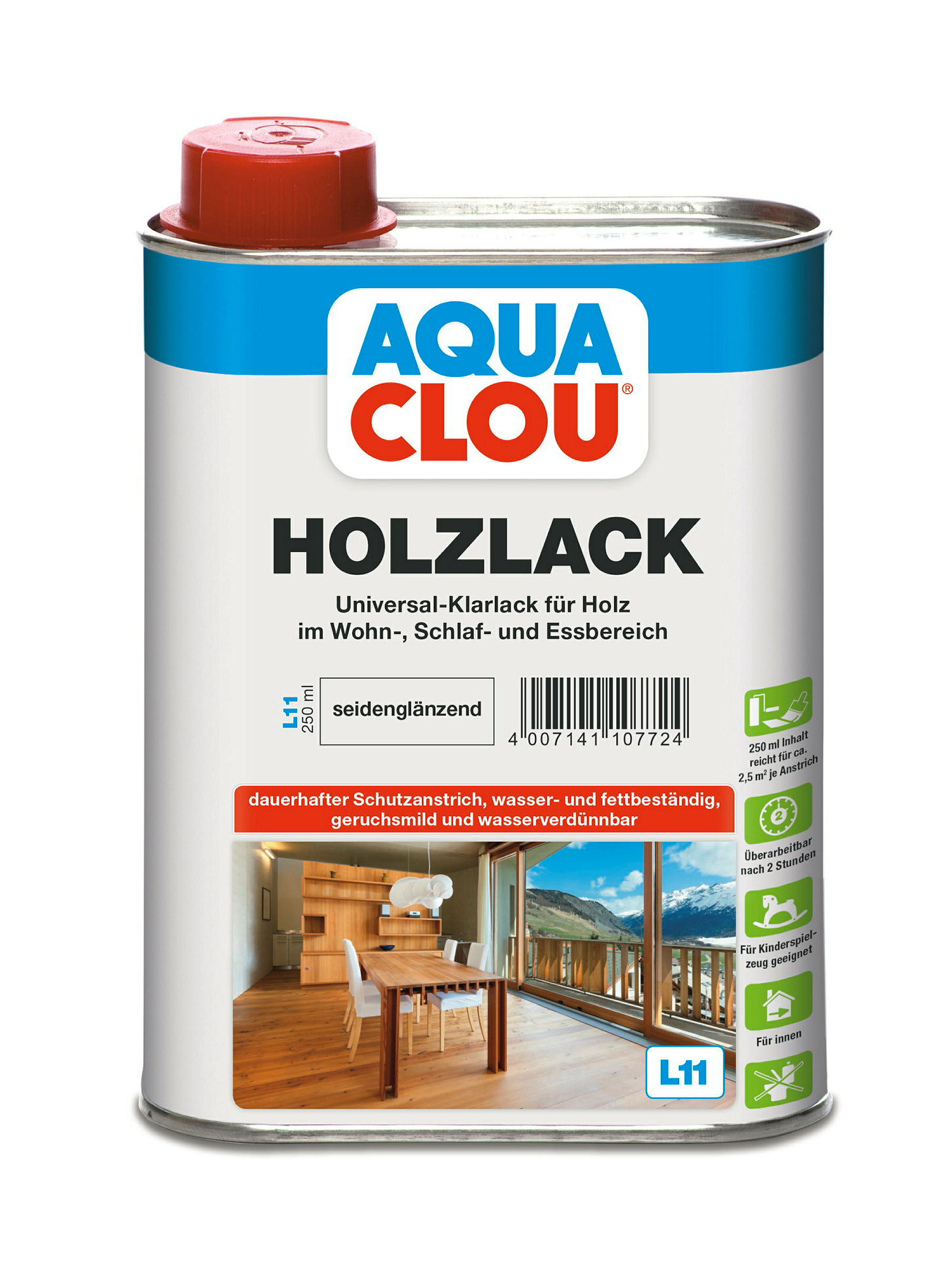 AQUA CLOU® Holzlack Seidenglänzend 250 ml