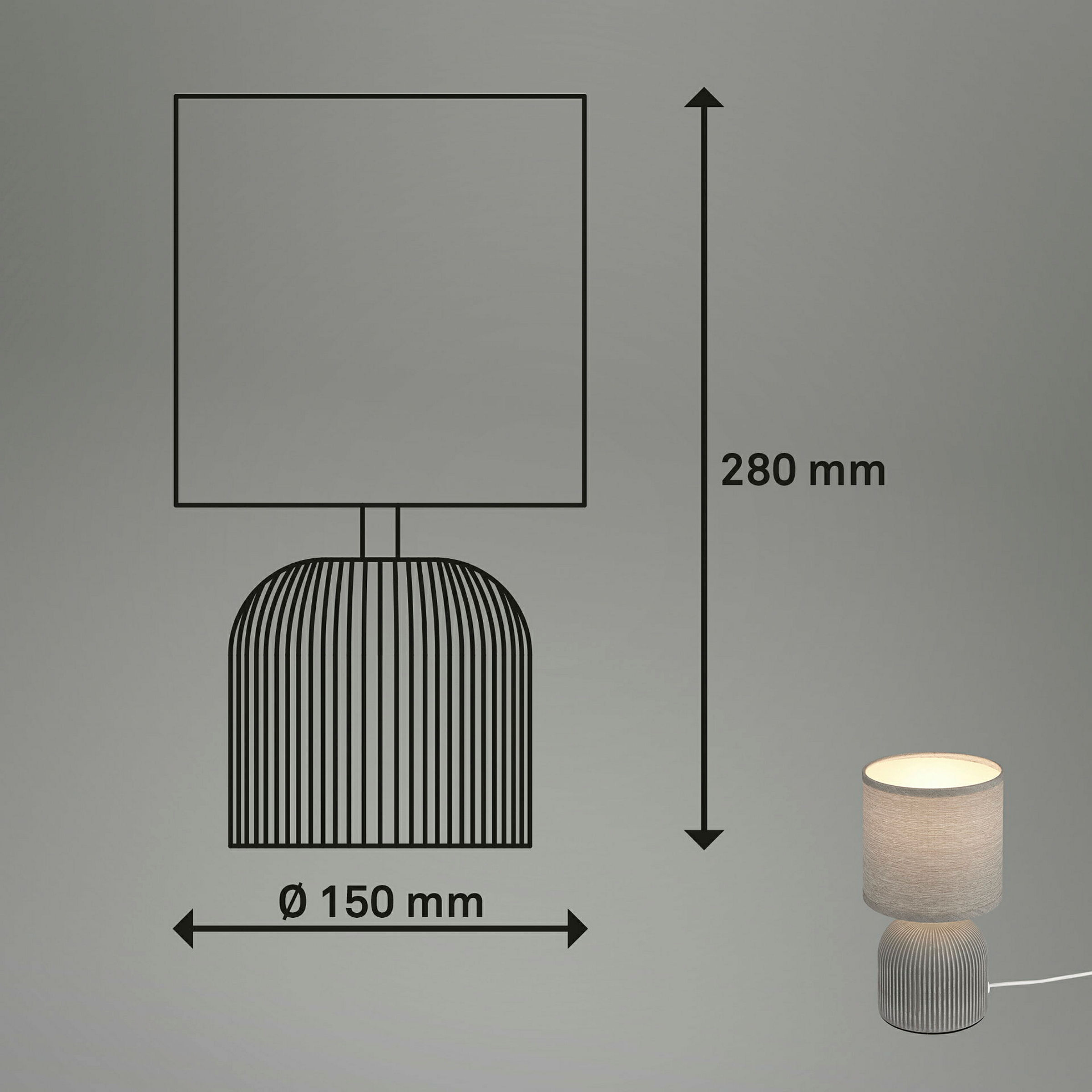 INO Keramik Tischleuchte, grau, exkl. 1x E14 max. 10W