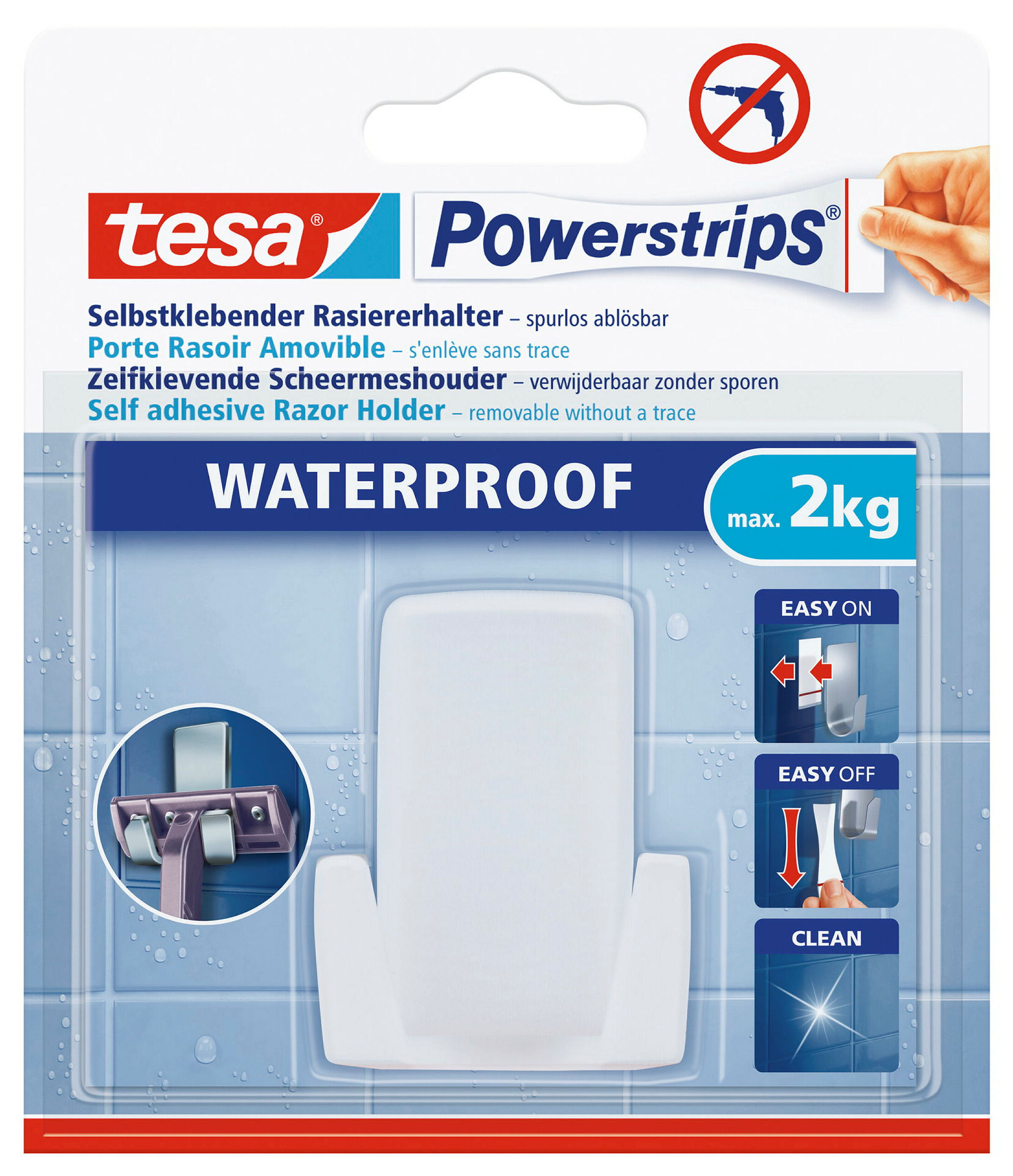 tesa Powerstrips® Waterproof Rasiererhalter Wave, weiß