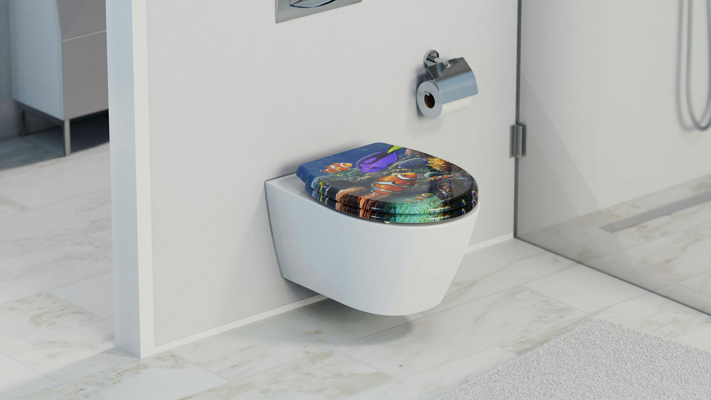 Duroplast WC-Sitz SEA LIFE, mit Absenkautomatik und Schnellverschluss