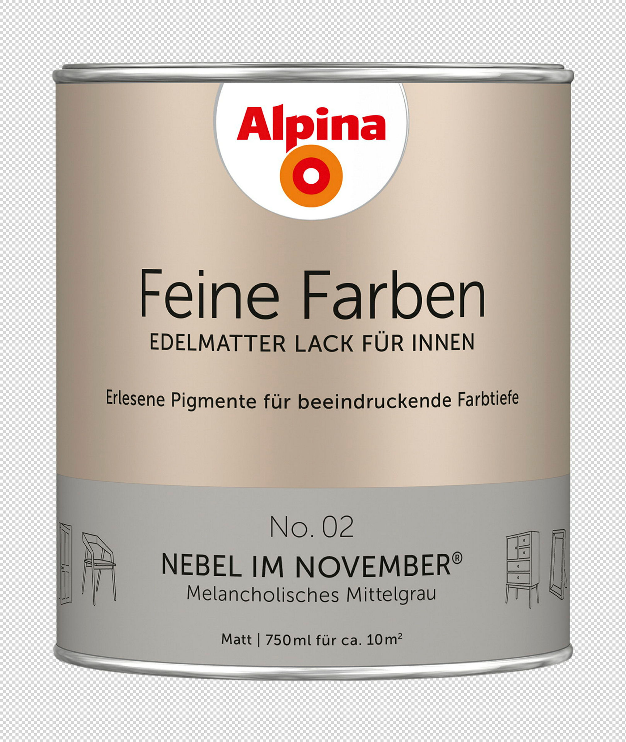 Alpina Feine Farben Lack No. 02 Nebel im November® edelmatt 750ml