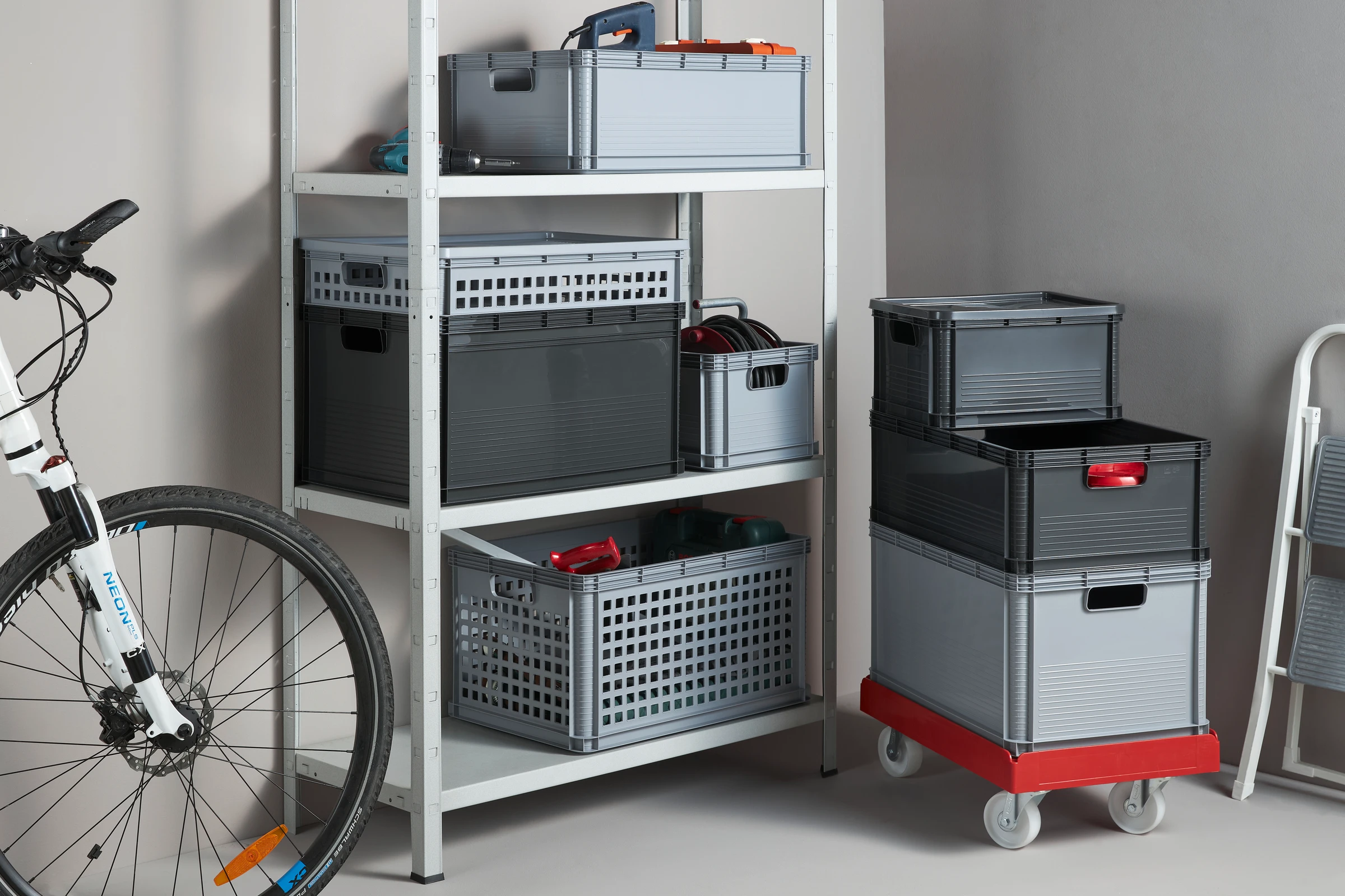 keeeper Transportkorb, Stapelbar, Polypropylen, 22 l, Robert, Nordic Grey