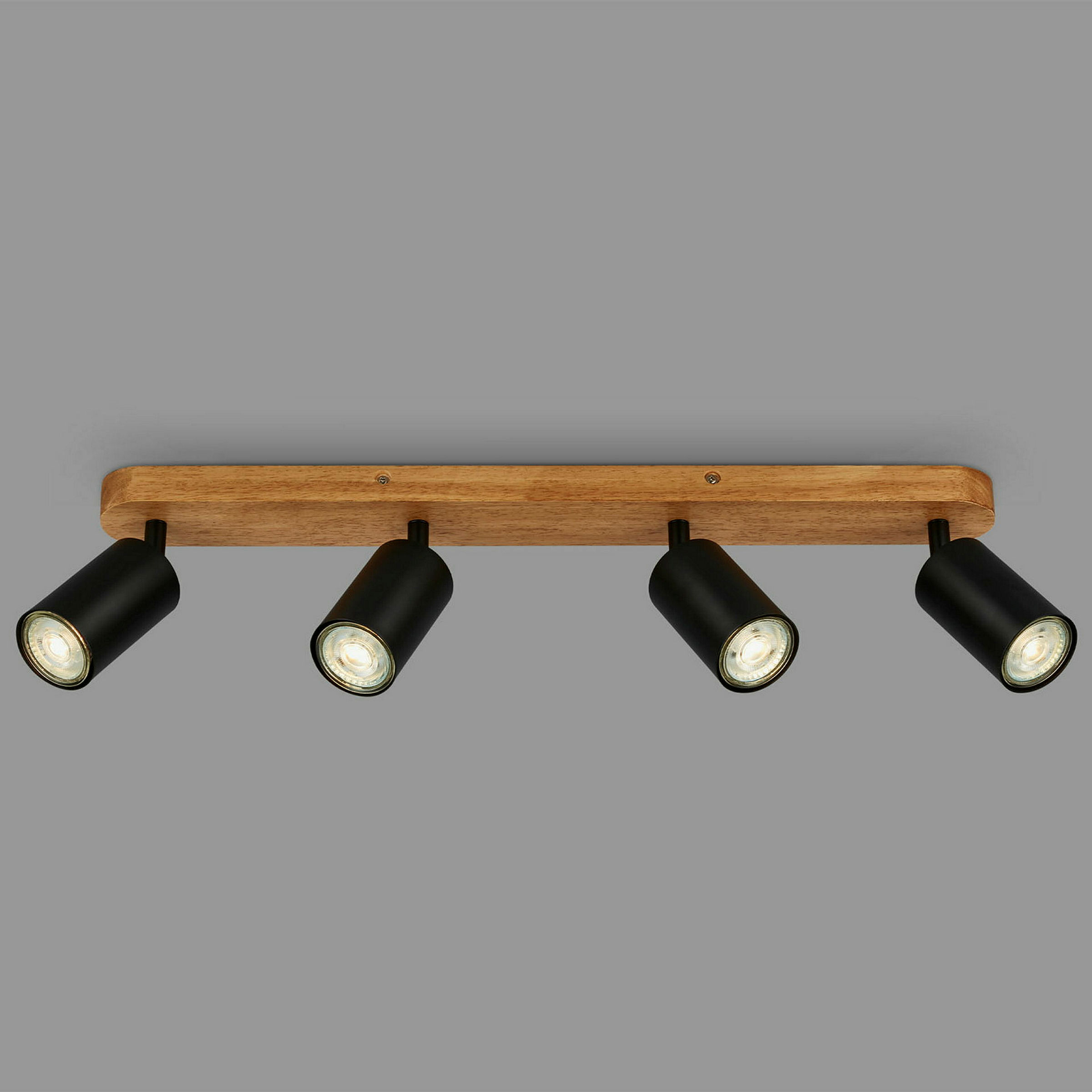Spotleuchte, schwarz, mit Holz, exkl. 4xGU10 9W