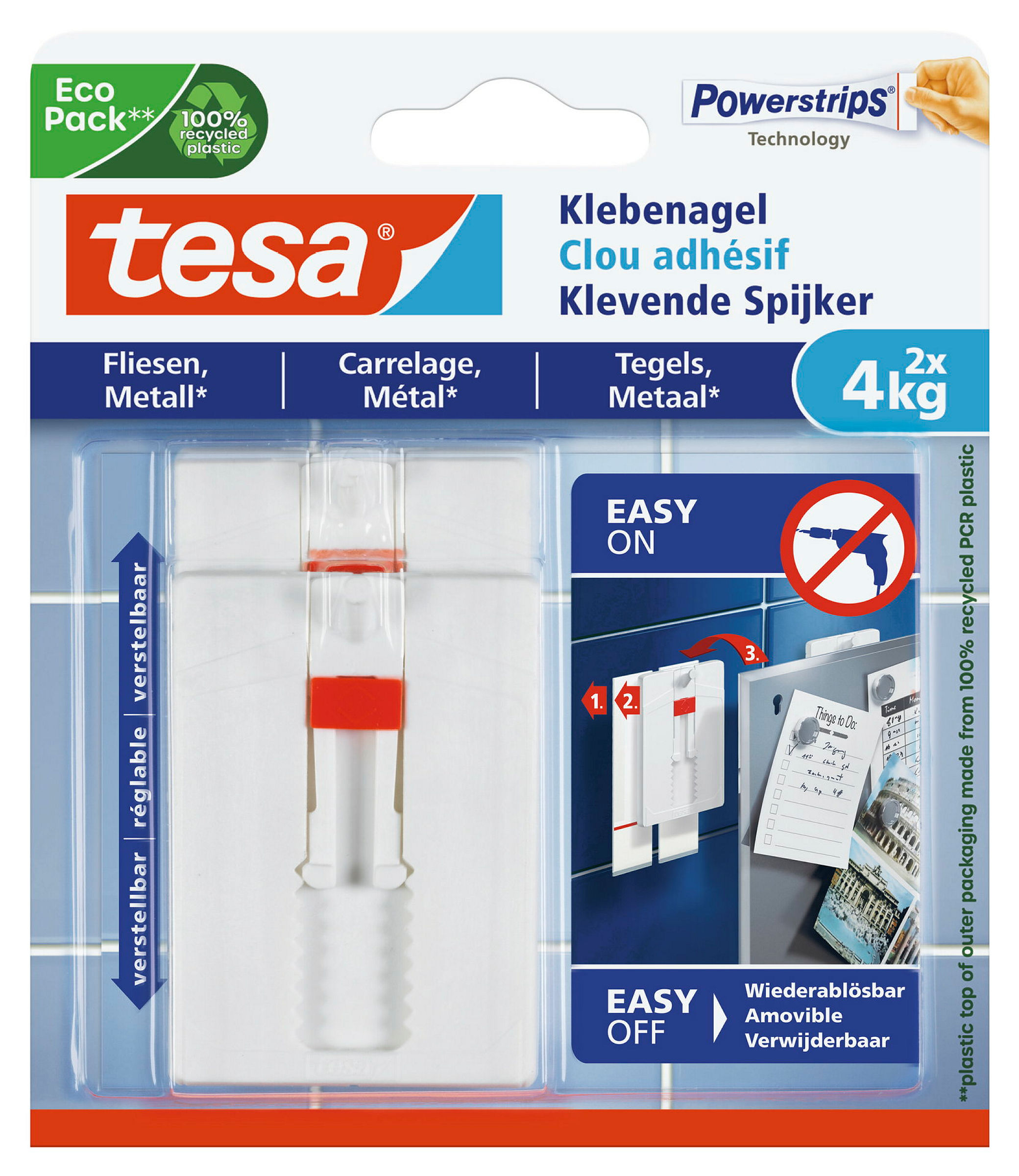 Verstellbarer Klebenagel für Fliesen und Metall (4kg), 2 Stück