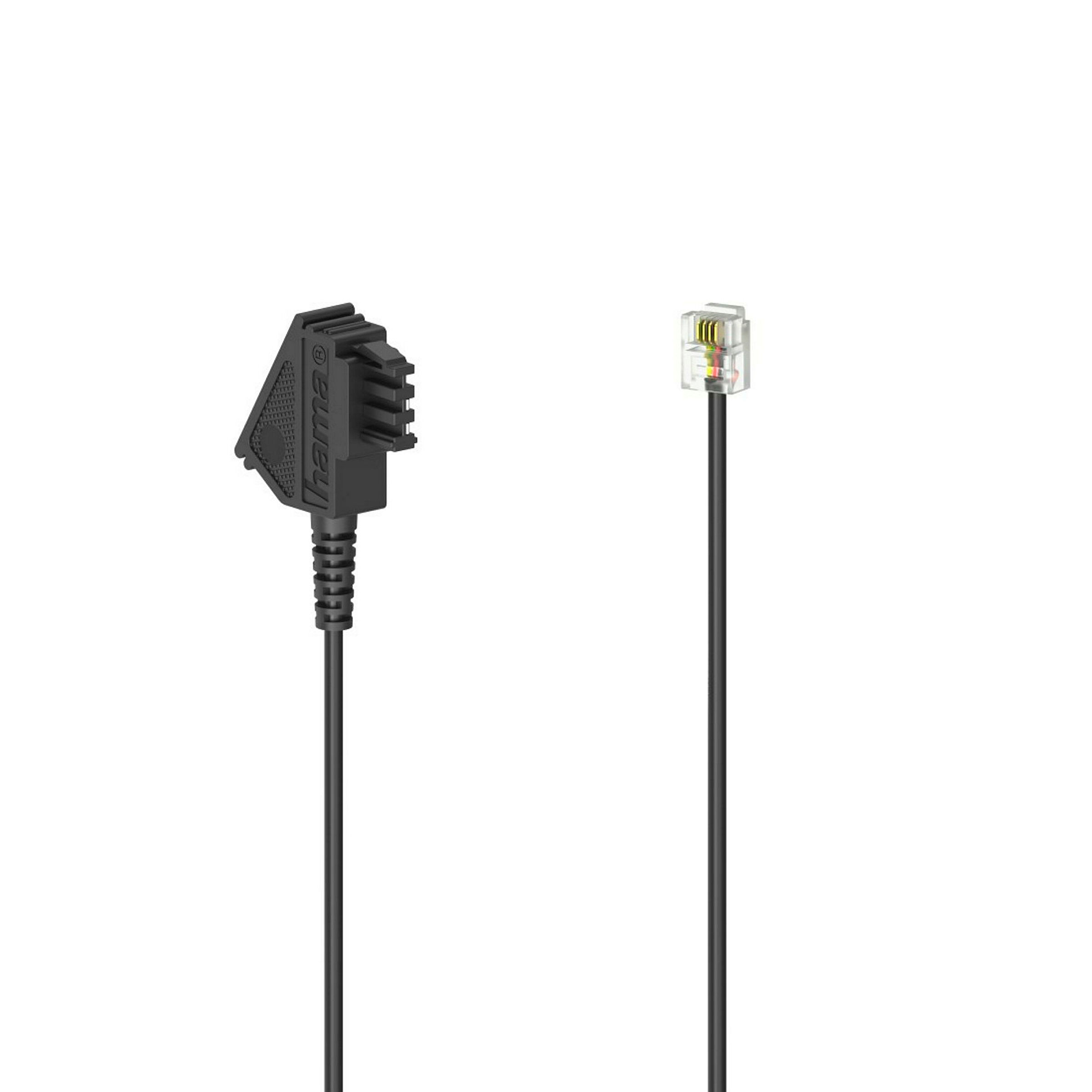 Hama Telefonkabel, TAE-F-Stecker - Modular-Stecker 6p4c, 1,5 m, Schwarz