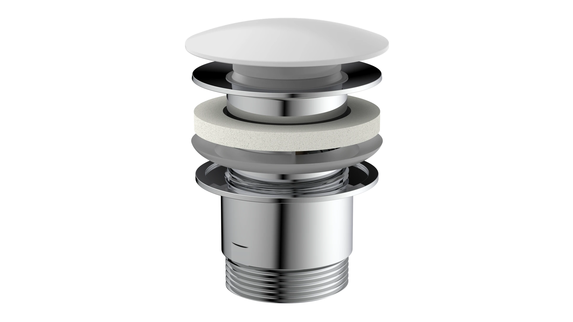 Design-Ablaufventil, Kappe Weiß, 1 1/4 x 65 mm, mit Überlauf