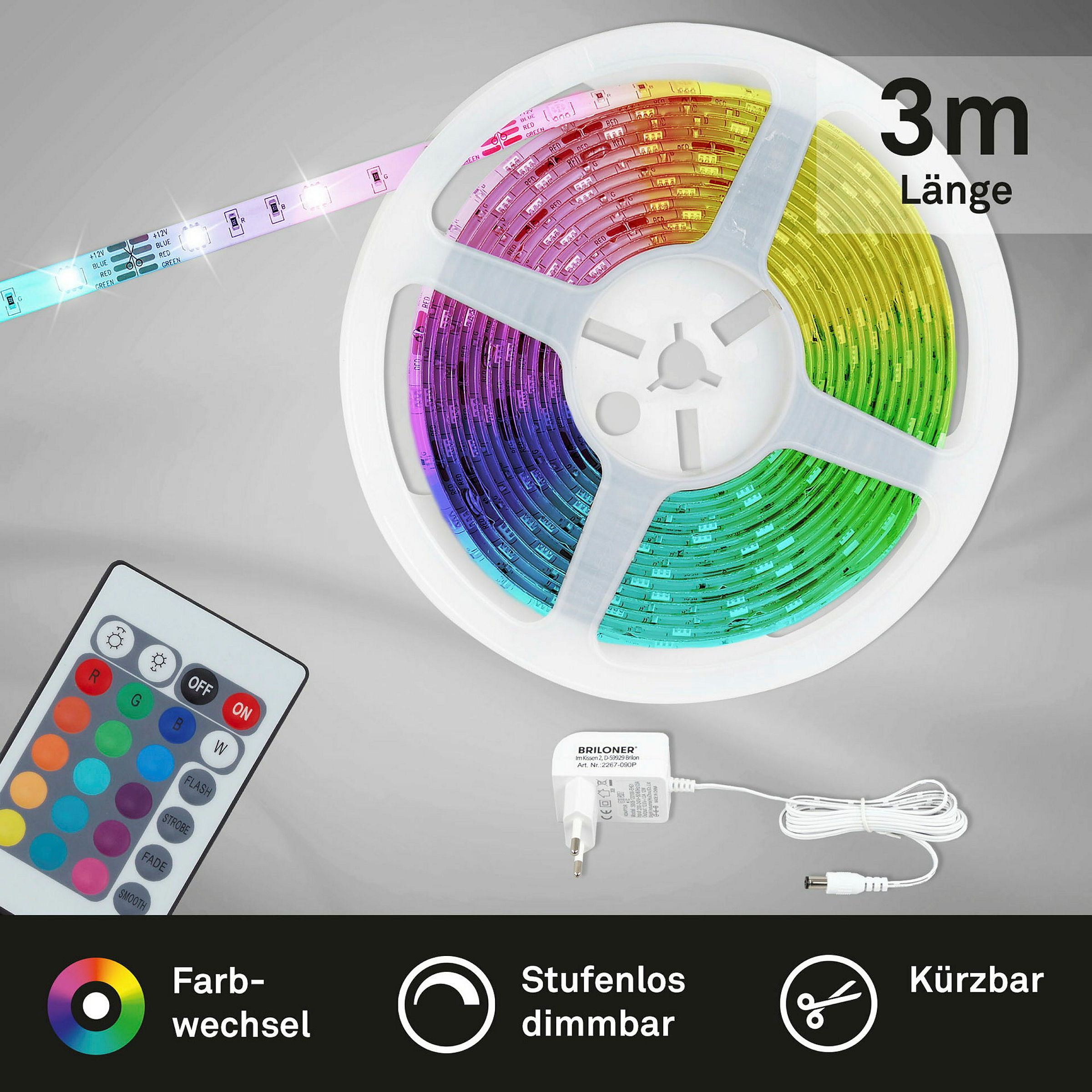RGB-LED-Band, 3m, 90xRGB-LED/0,11W
