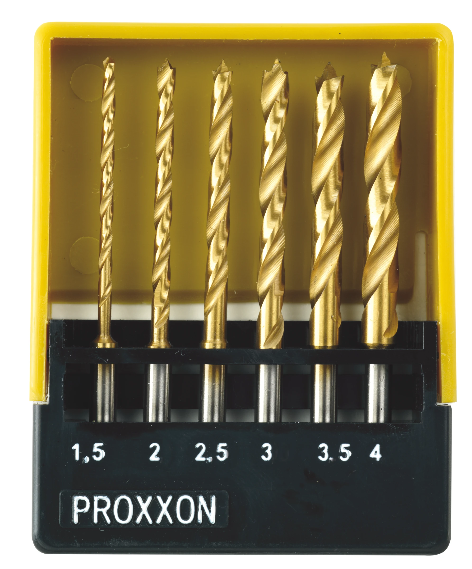 PROXXON-HSS Spiralbohrersatz mit Zentrierspitze, 1,5 bis 4 mm (6-teilig)