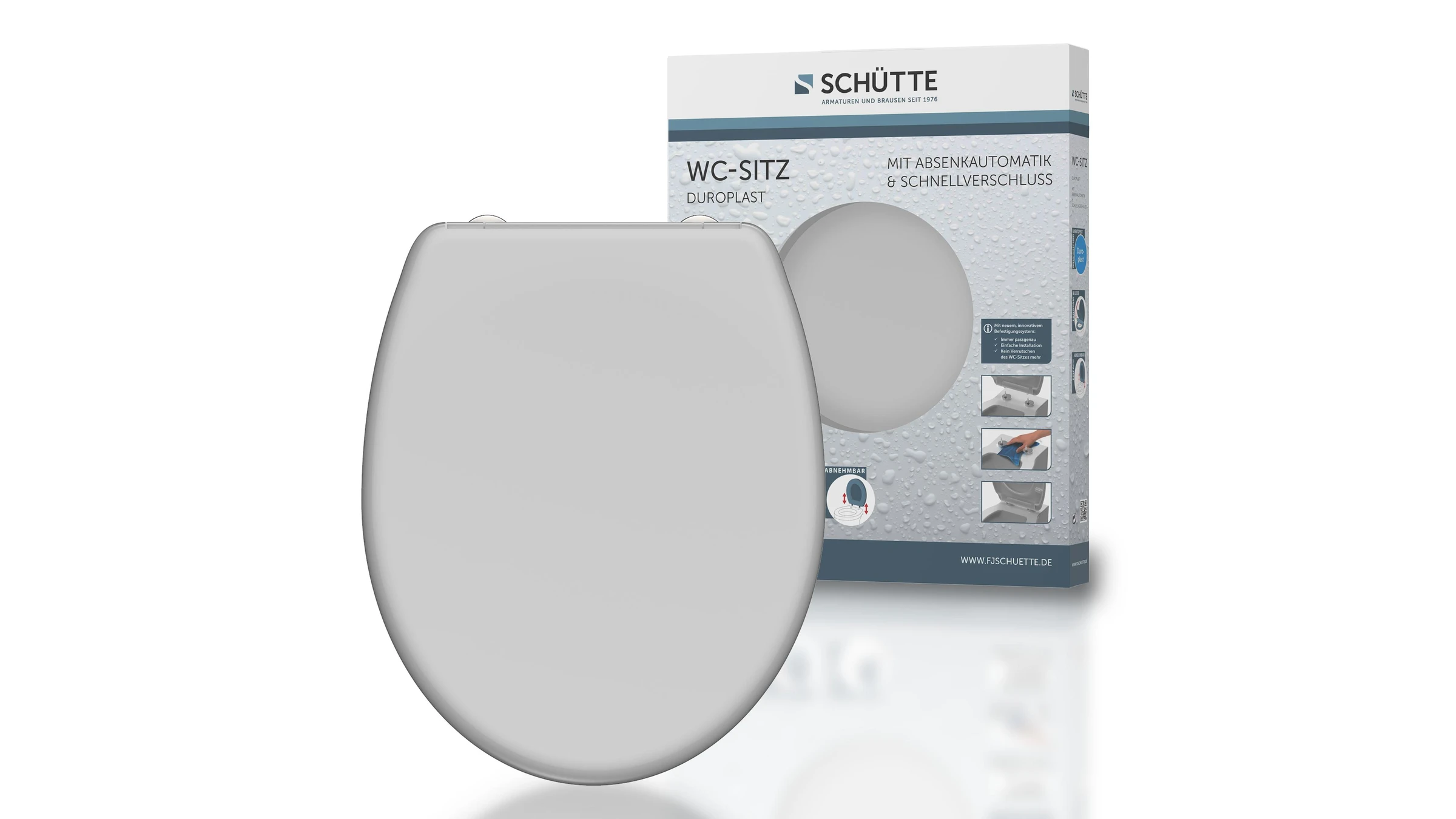 Duroplast WC-Sitz GREY, mit Absenkautomatik und Schnellverschluss