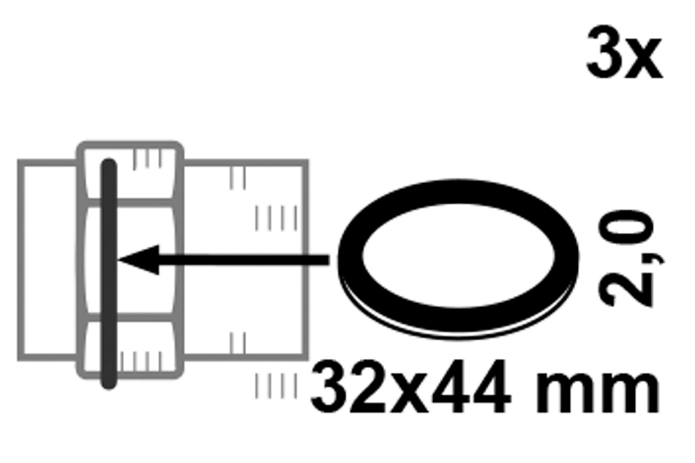 Verschraubungsdichtung, HD Fiber, 32 x 44 x 2 mm, für 1'' (3x)