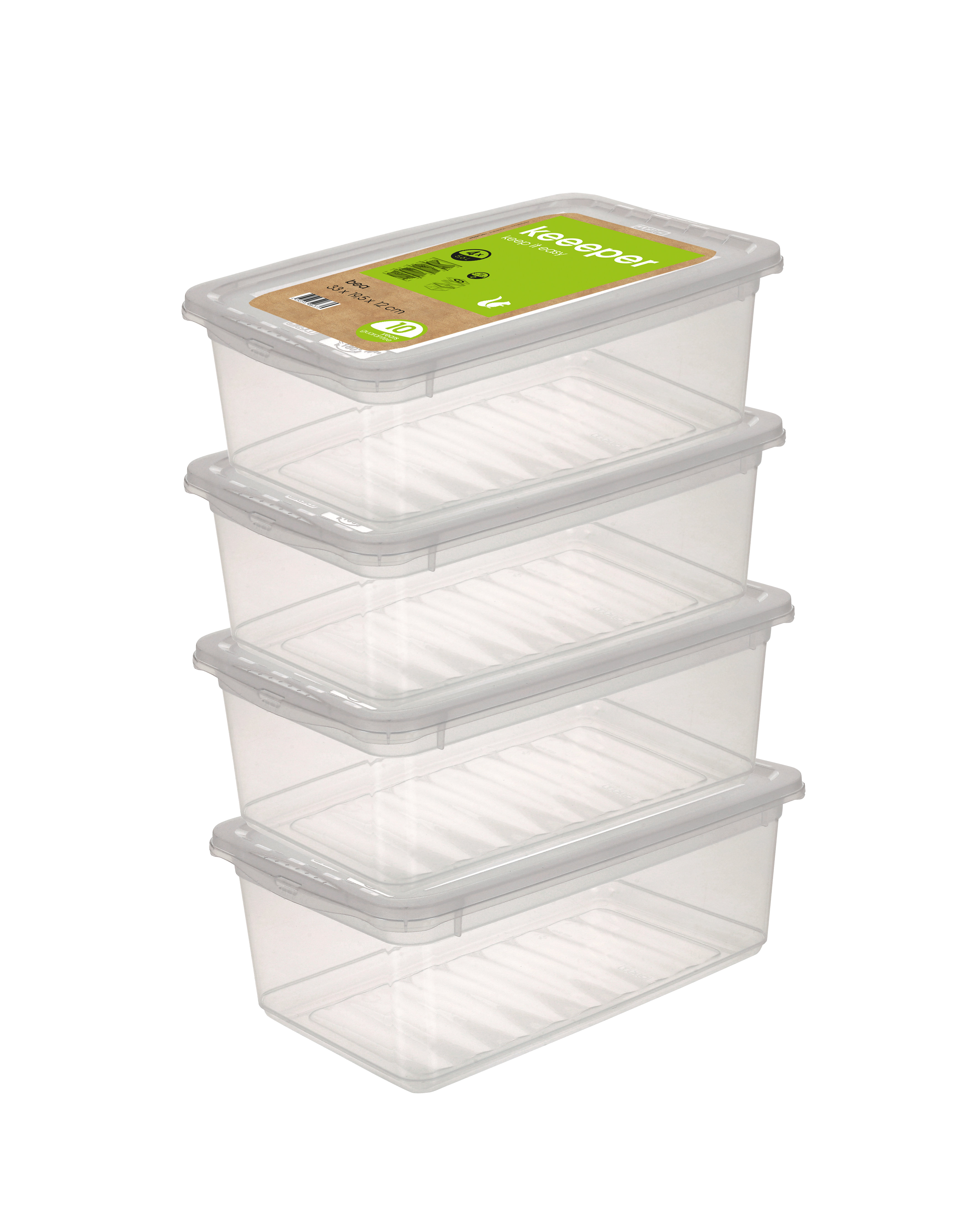 keeeper Aufbewahrungsboxen, 4 X 5,5 L, 33 x 19,5 x 12 cm, Bea, Transparent