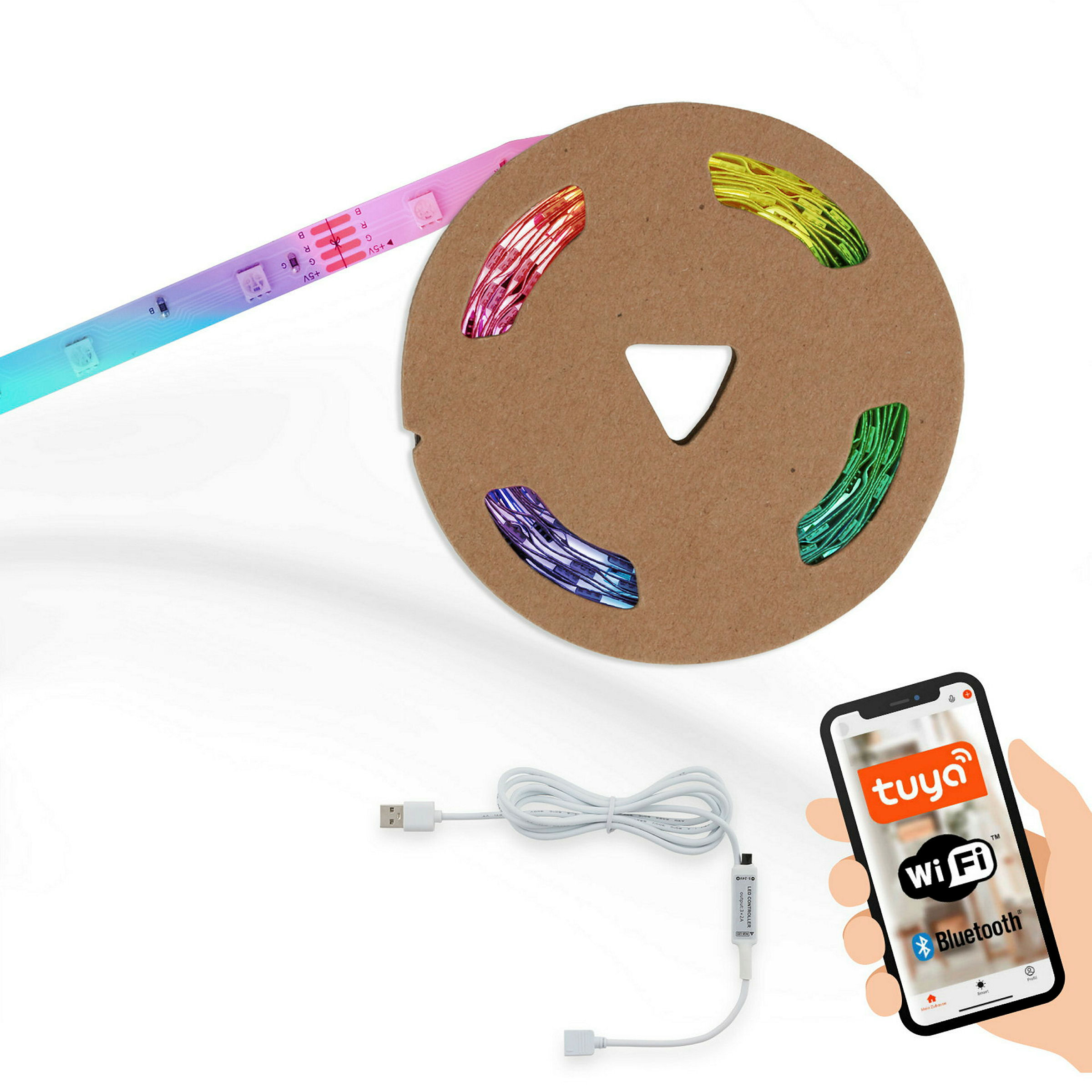 USB SMART WiFi + Bluetooth RGB-LED Flexband, 5m, USB