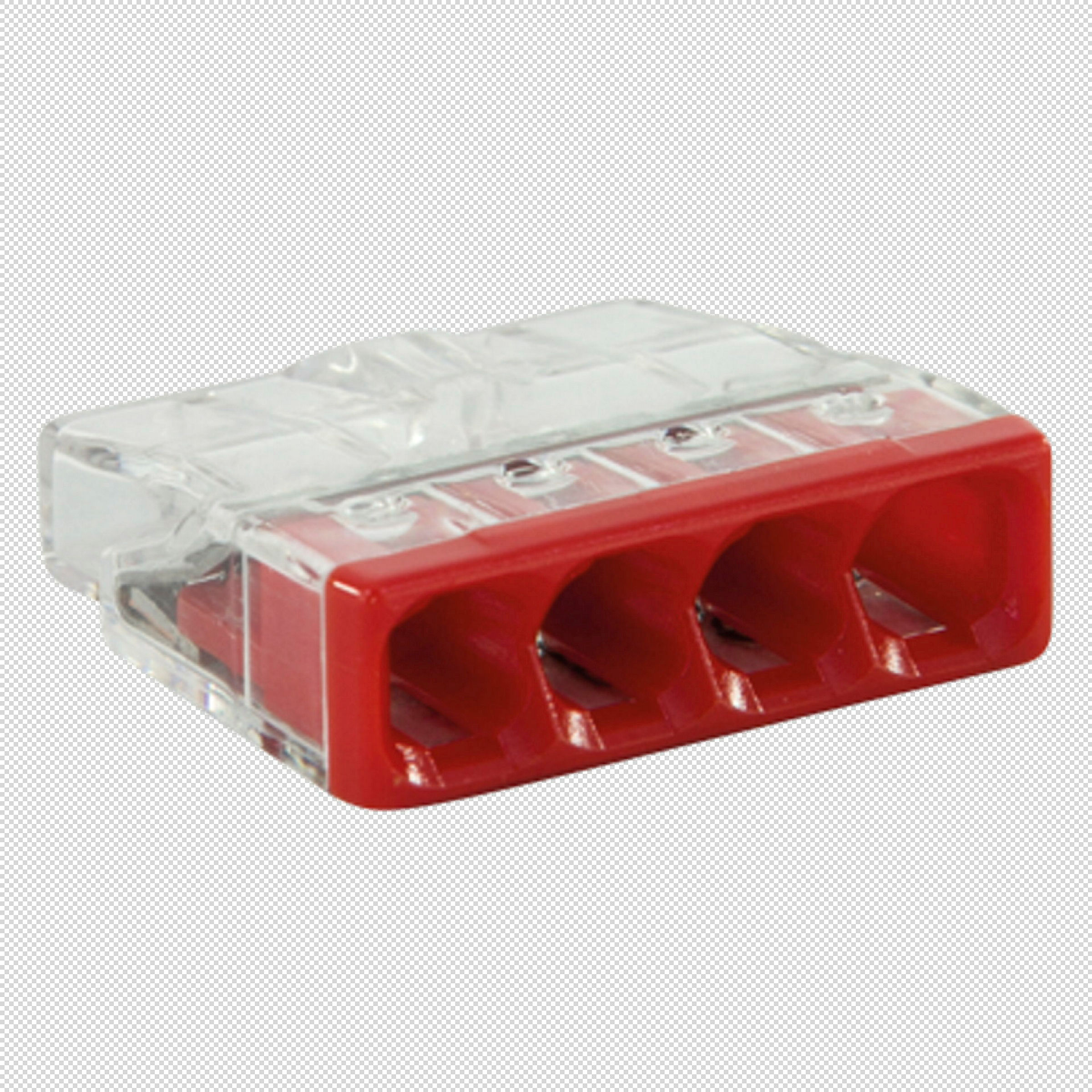 WAGO Compact-Verbindungsklemme, 4-fach, rot, 25 Stück