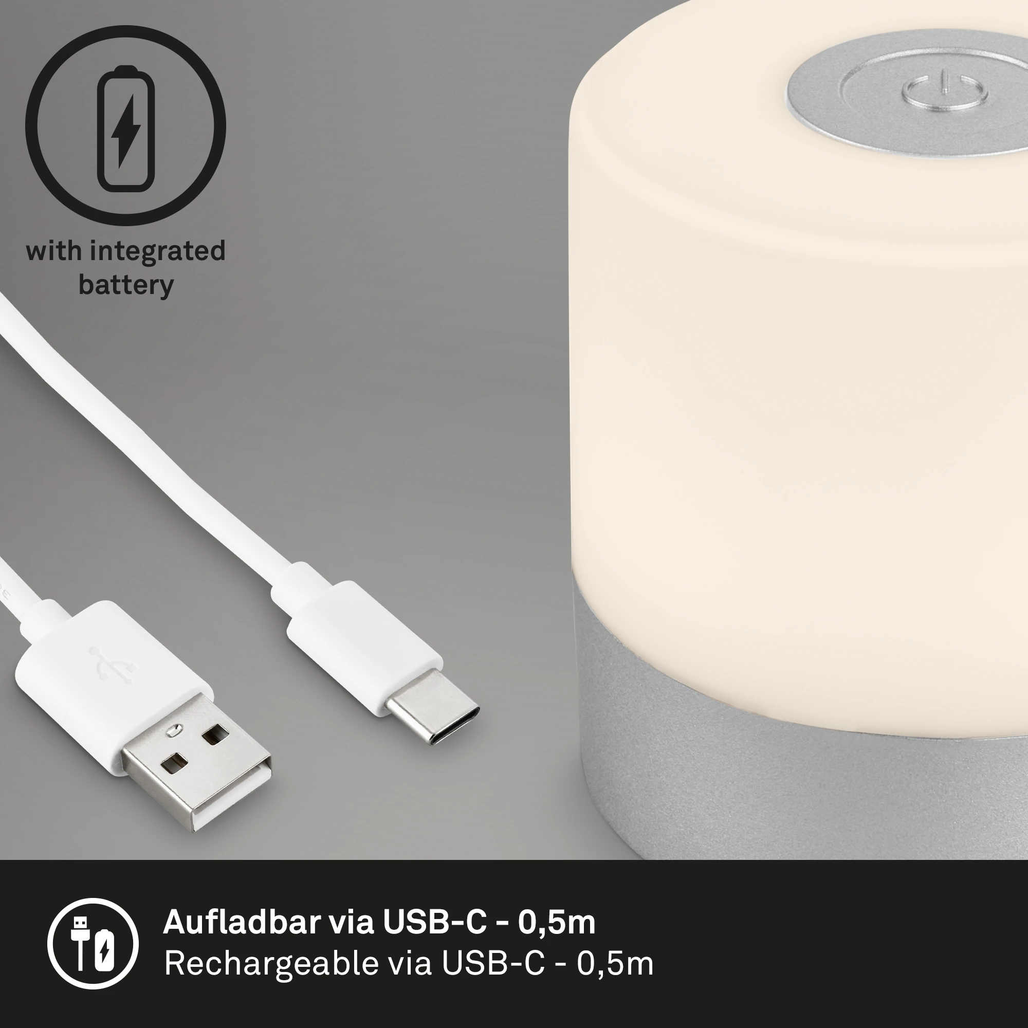 SMAL Akku LED Tischleuchte, Chrom-matt, 1xLED/2W