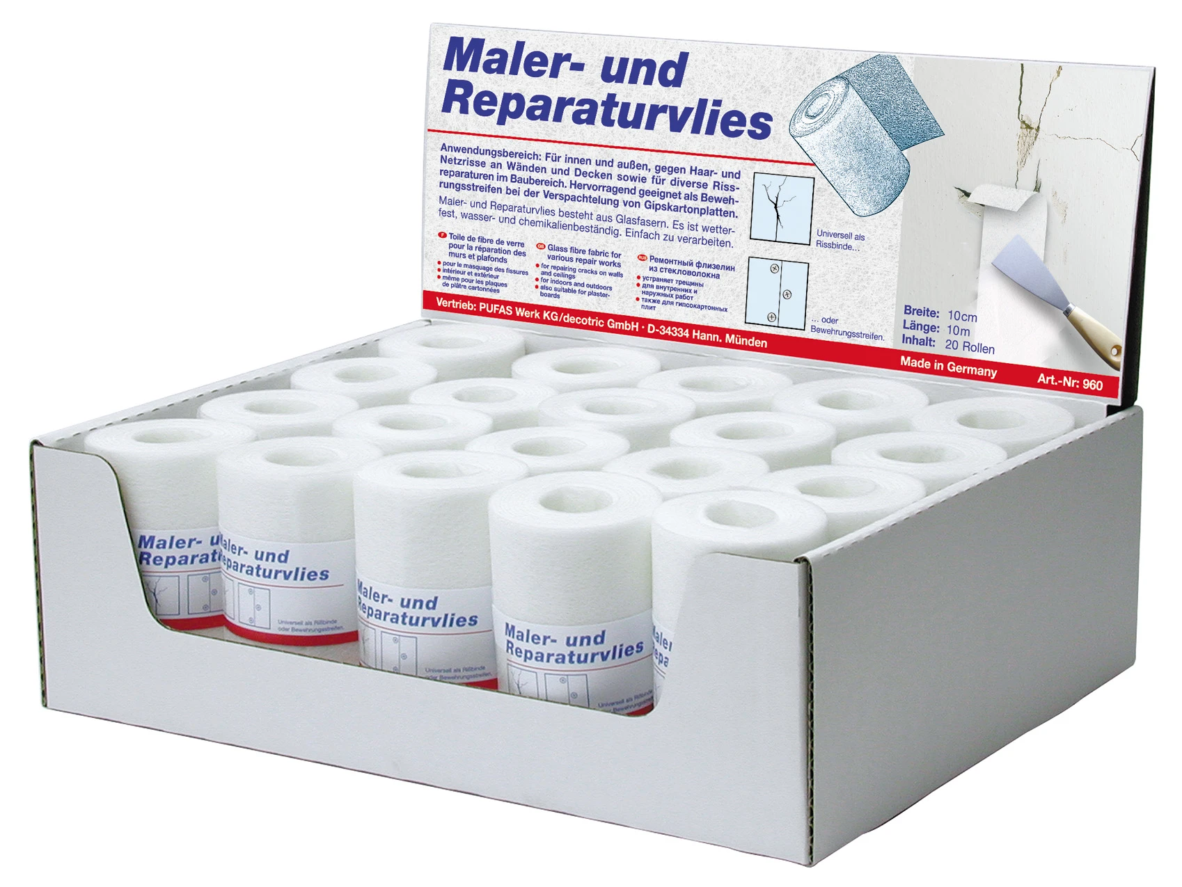 Maler-Reparaturvlies 10m x 10 cm