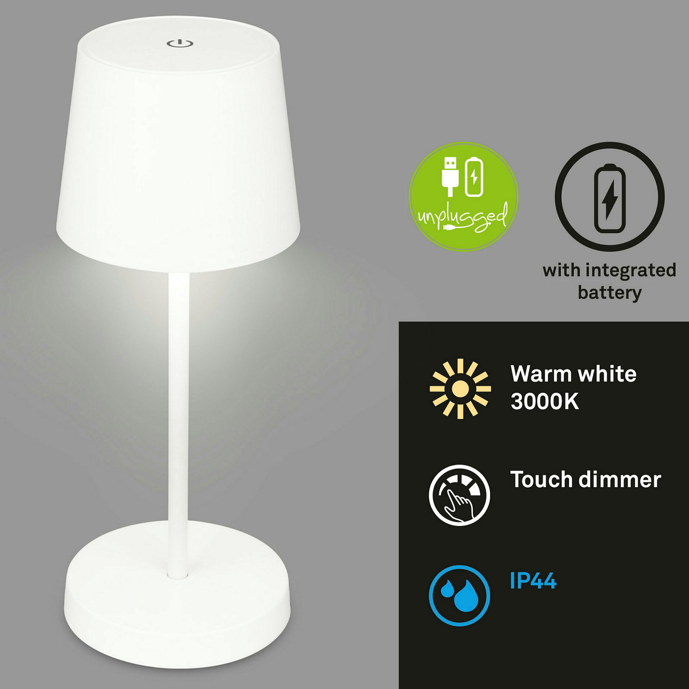 Akku LED Tischleuchte, Weiß, 1xLED-Modul/2,6W