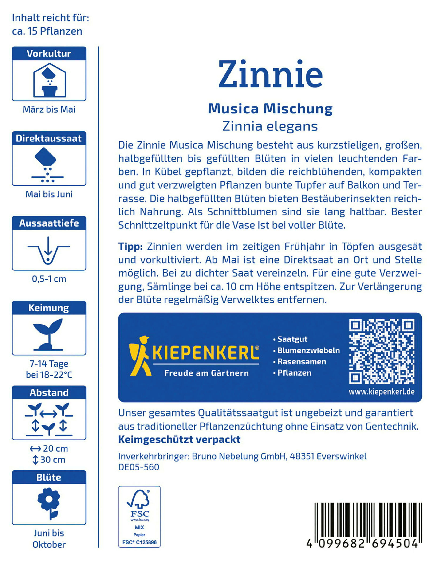 Kiepenkerl Zinnie Musica Mischung