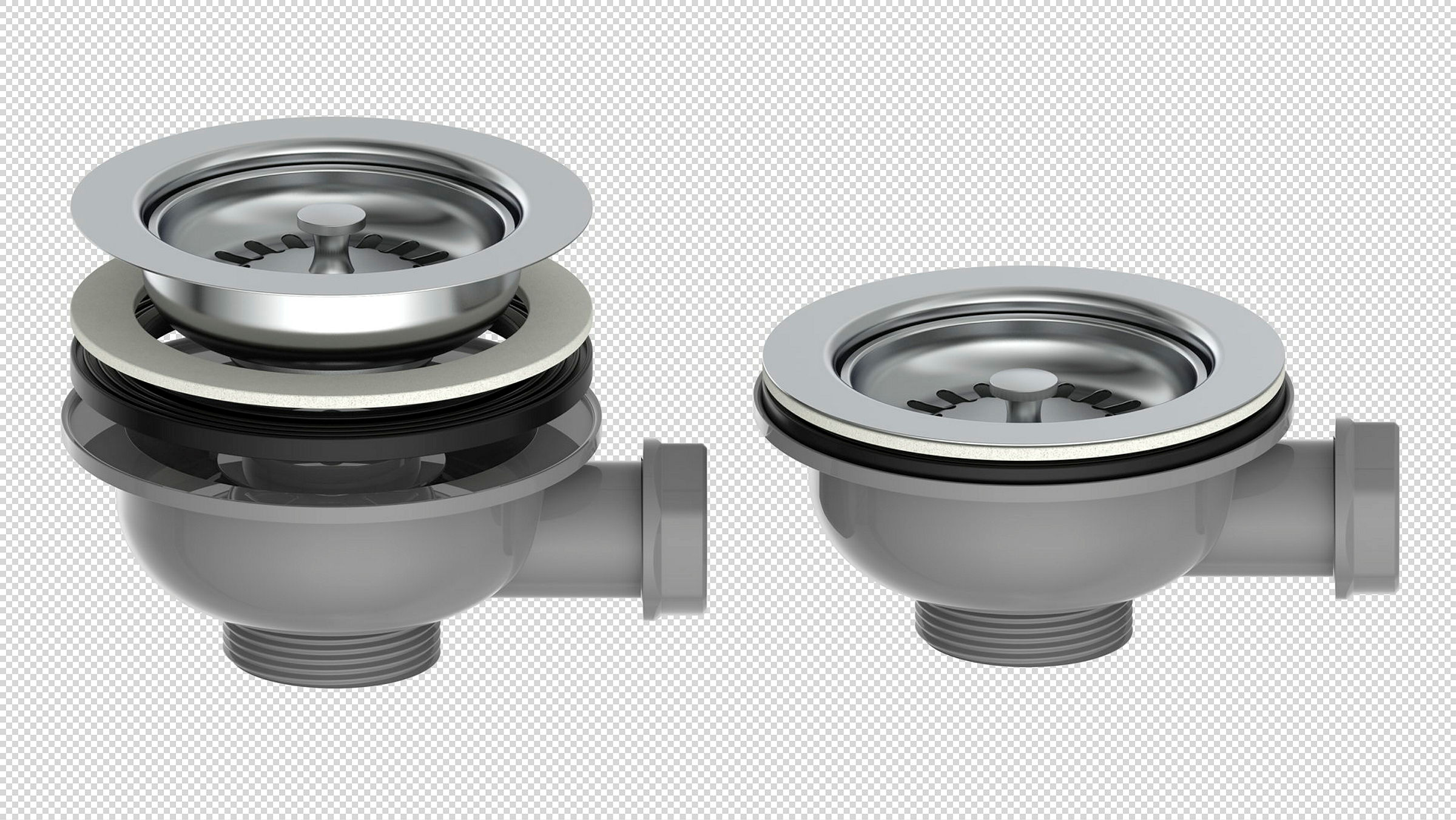 ECO-SAVE KS Korbventil, Grau, 1 1/2''AG, Edelstahl-Ventilkelch & Sieb Ø 114