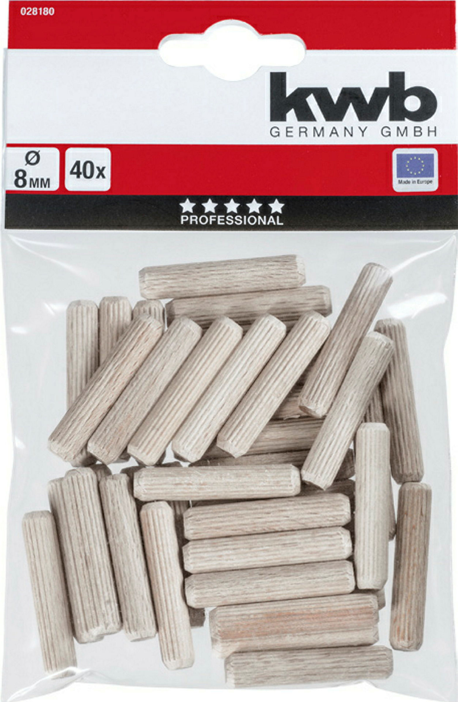 Holzdu bel, 8 x 40 mm, 40 Stk.