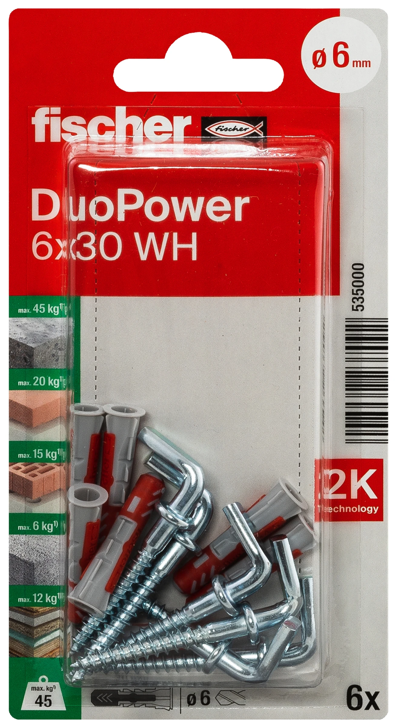 fischer DUOPOWER 6 x 30 WH mit Winkelhaken