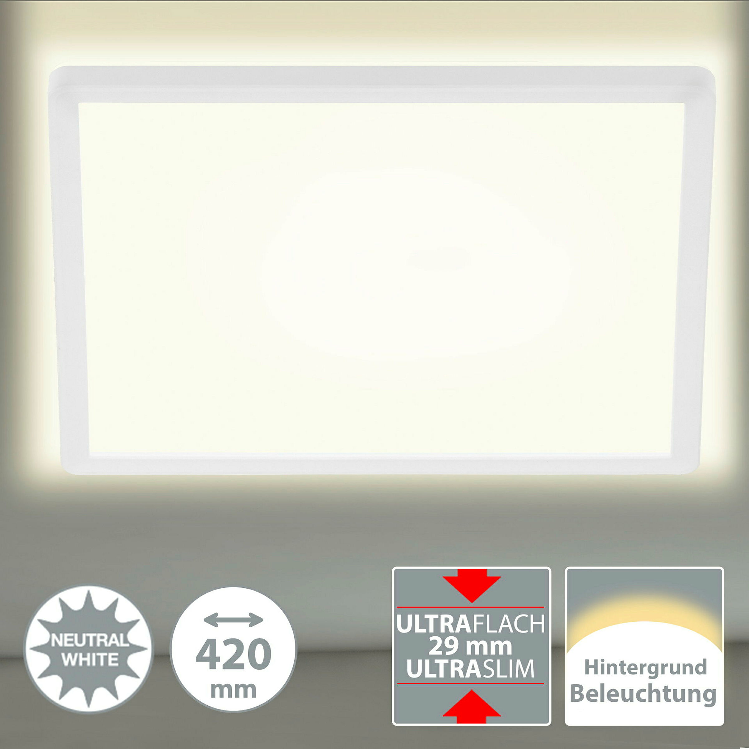 Ultraflaches LED Panel mit LED Backlight, weiß,1xLED/22W