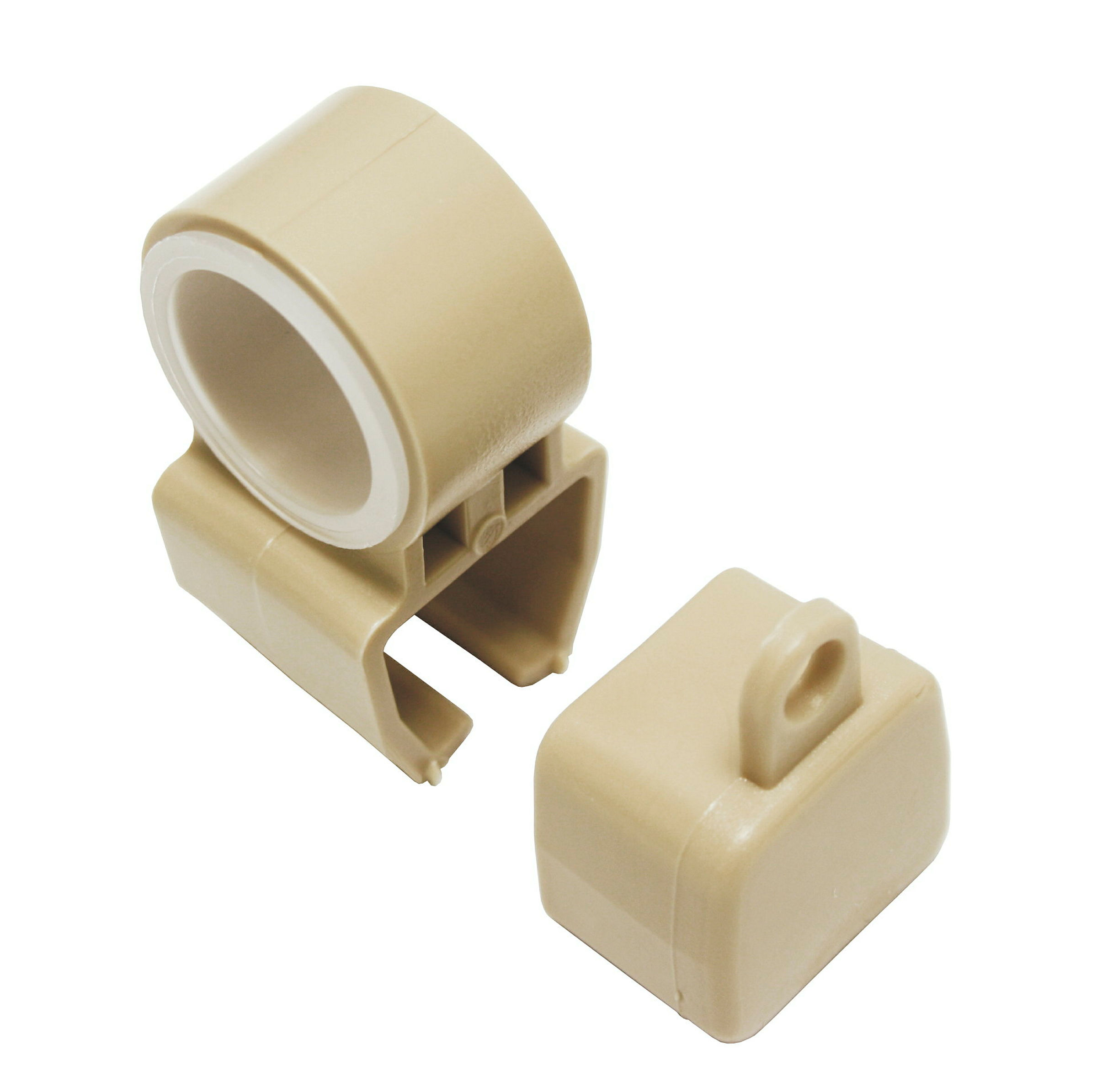 Halter mit Endkappen für U-Laufschienen, beige