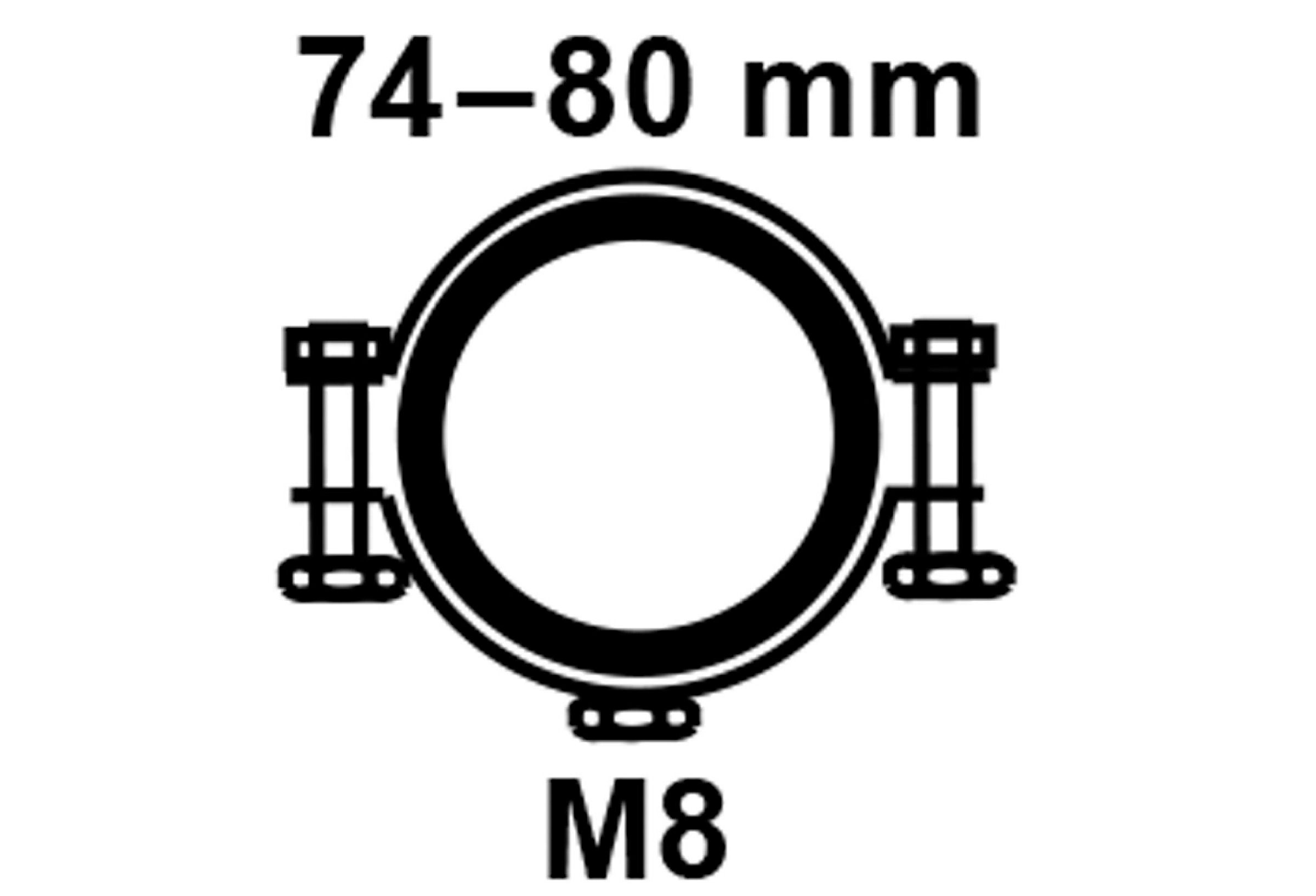 Rohrschelle, 74 mm - 80 mm, schallgedämmt, für 2 1/2'', mit M8 Gewindemuffe