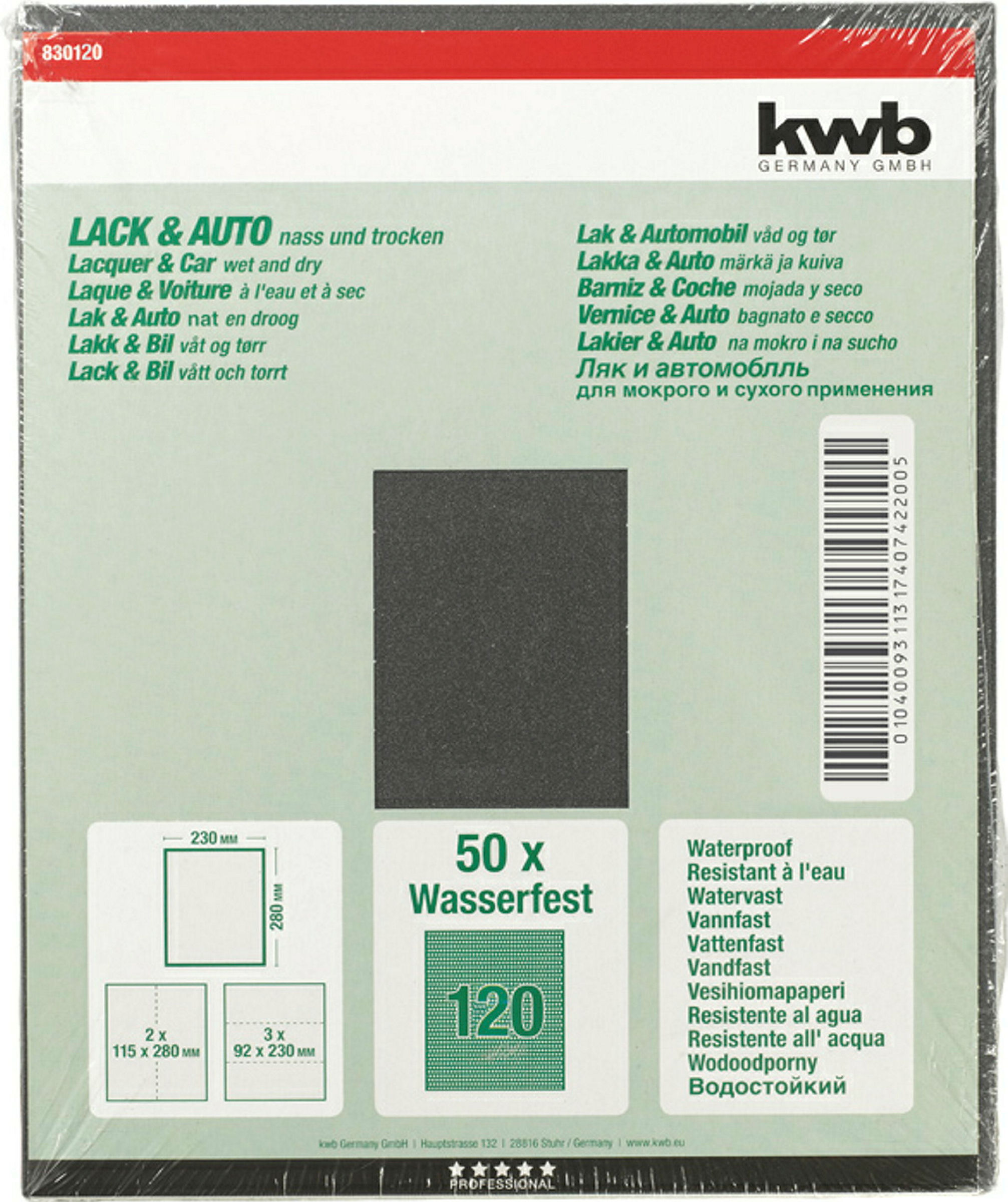 Schleifpapier LACK & AUTO, wasserfest, 230 x 280 mm, K 120