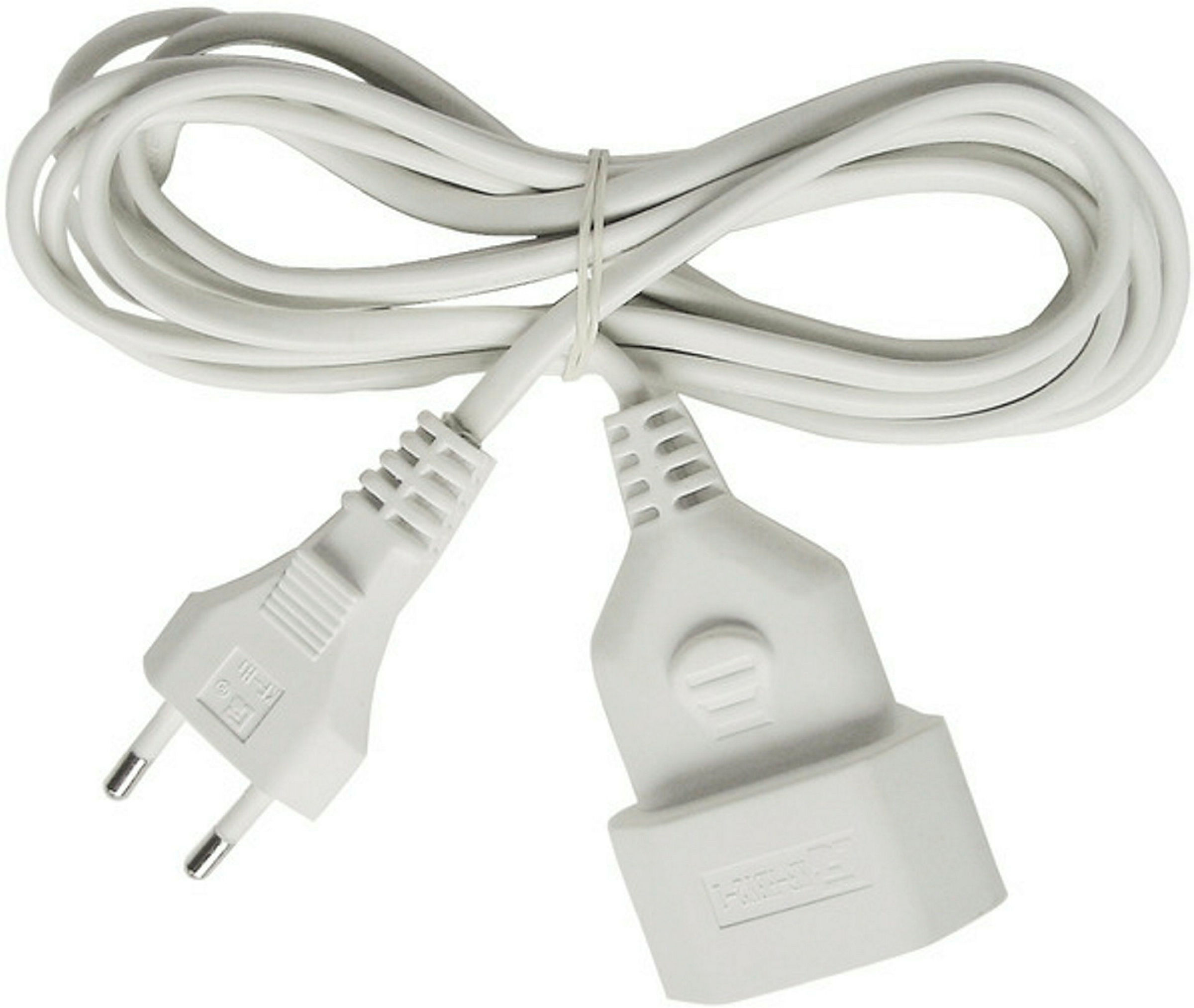 Verl.-Kabel 5m H03VVH2-F2x0,75 weiss Eurostecker und Eurokupplung
