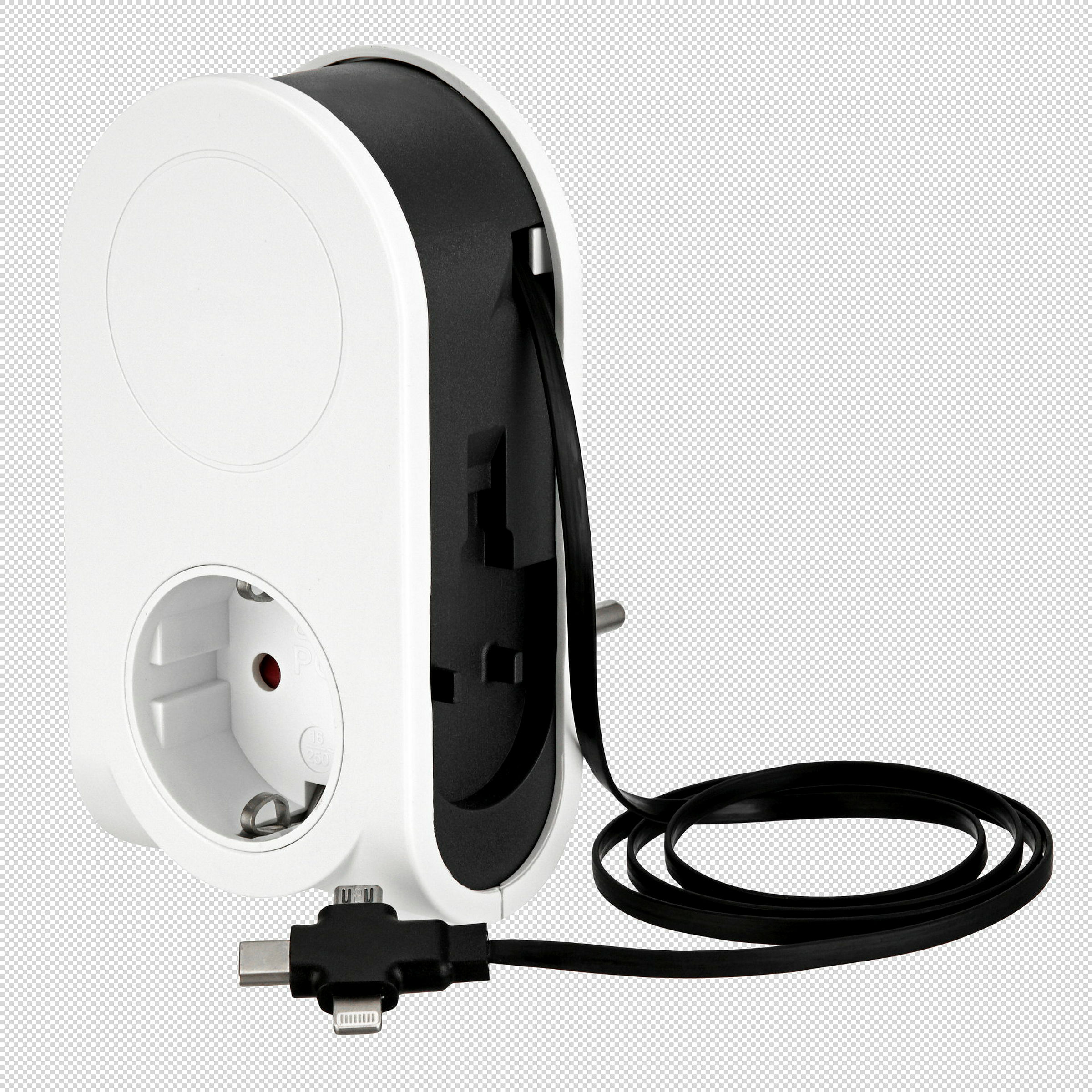 USB-Ladegerät Flex 3 in 1 mit ausziehbarem Ladekabel 3,1A weiß