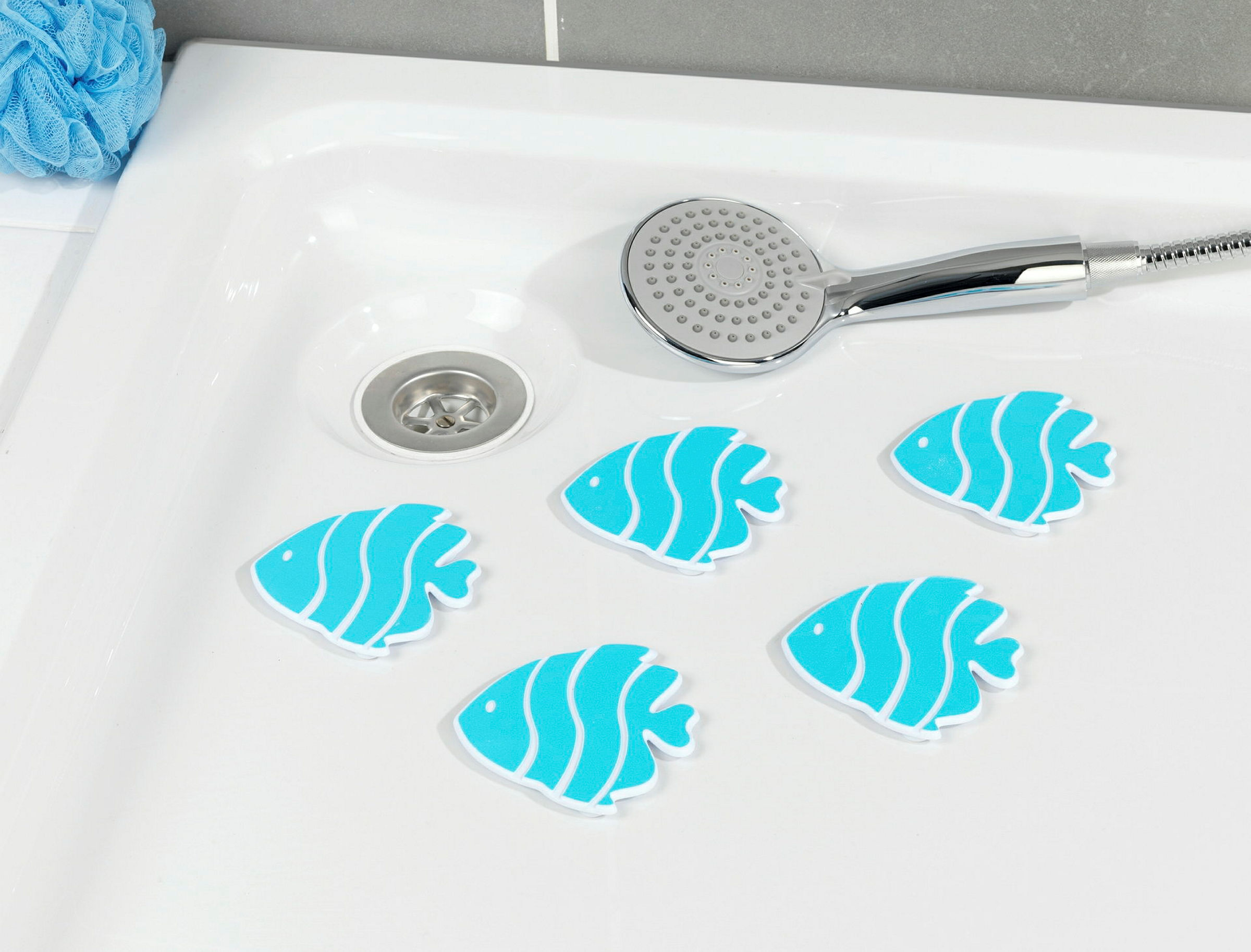 Antirutschsticker Fisch 5er hellblau