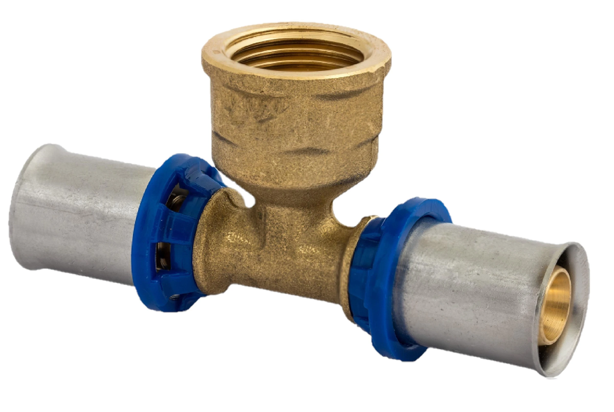 MS T-Stück, blank, 20 mm x 1/2''IG x 20 mm, Pressfitting für MSVR
