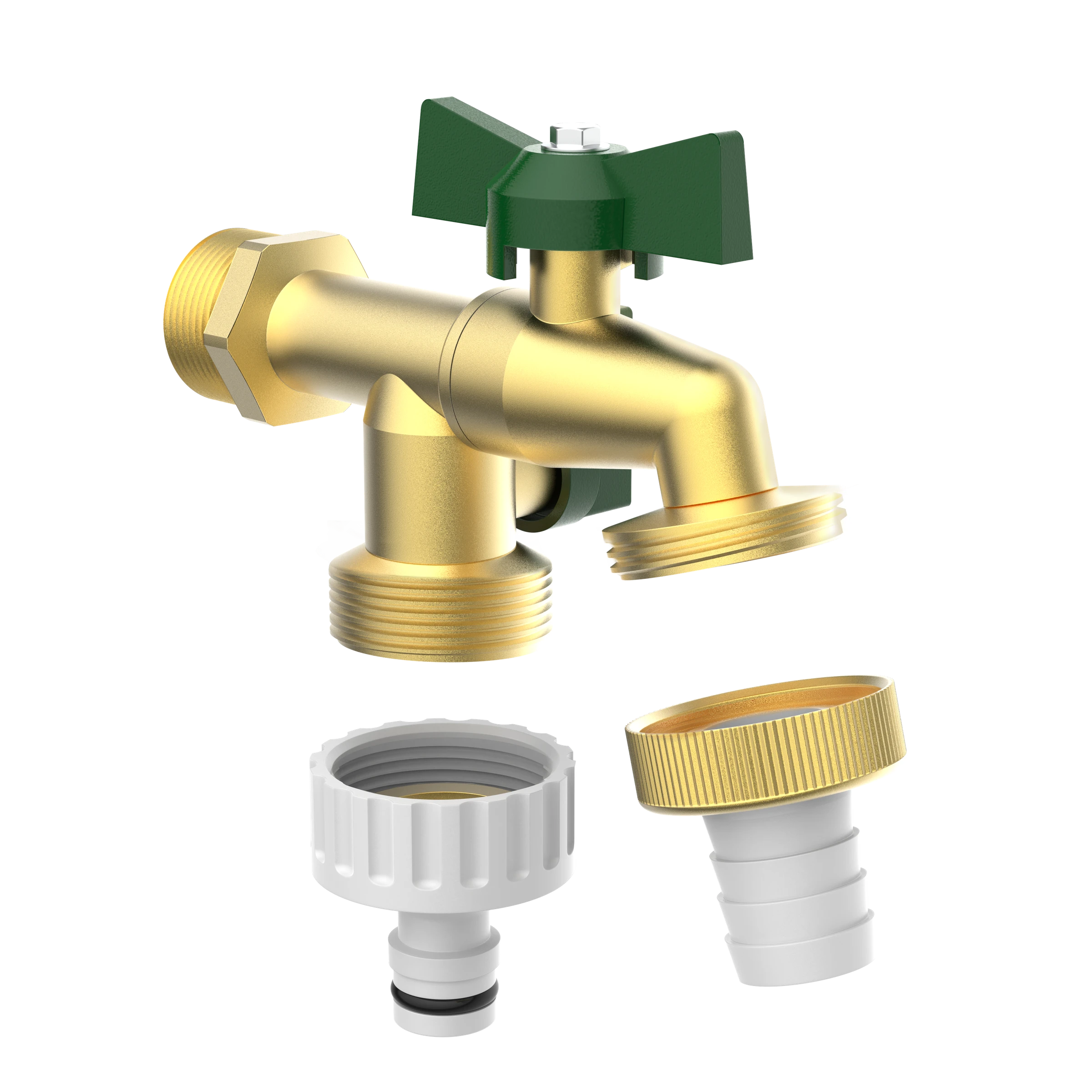 MS 2-Wege-Kugel-Auslaufventil, 3/4''AG x 1''AG x 3/4''AG
